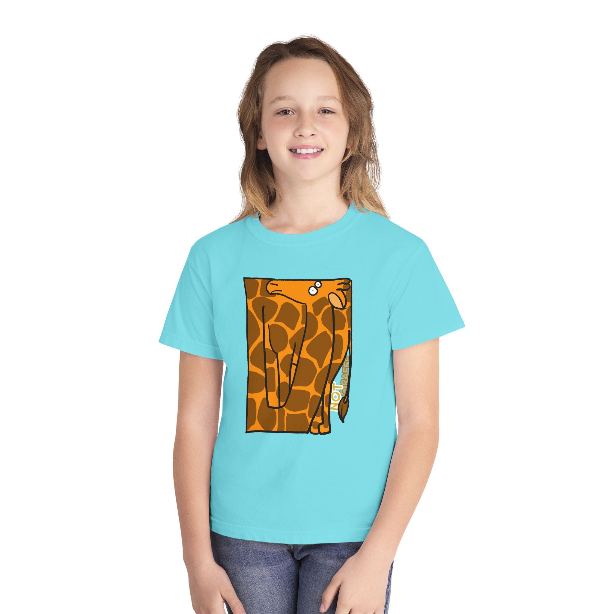 Giraffe Peek Kids Tee — Cute Peeking "Not Giraffe" Graphic Youth T-Shirt