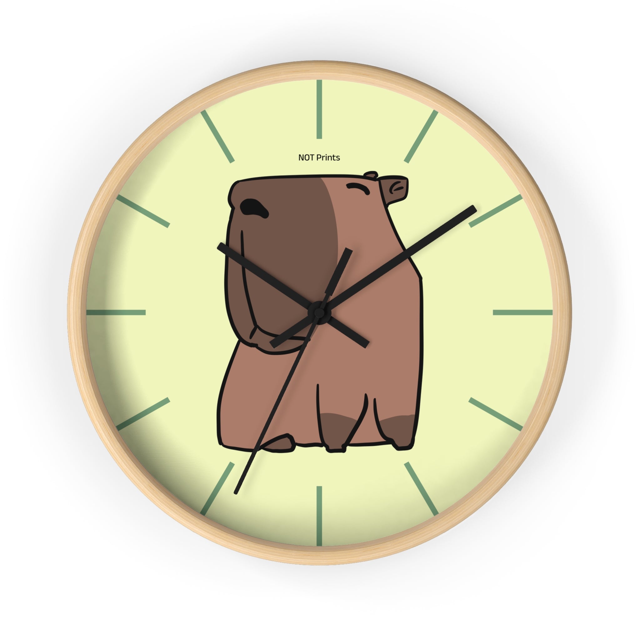 Jolie horloge murale Capybara — Horloge animale de dessin animé pour chambre d'enfant et maison