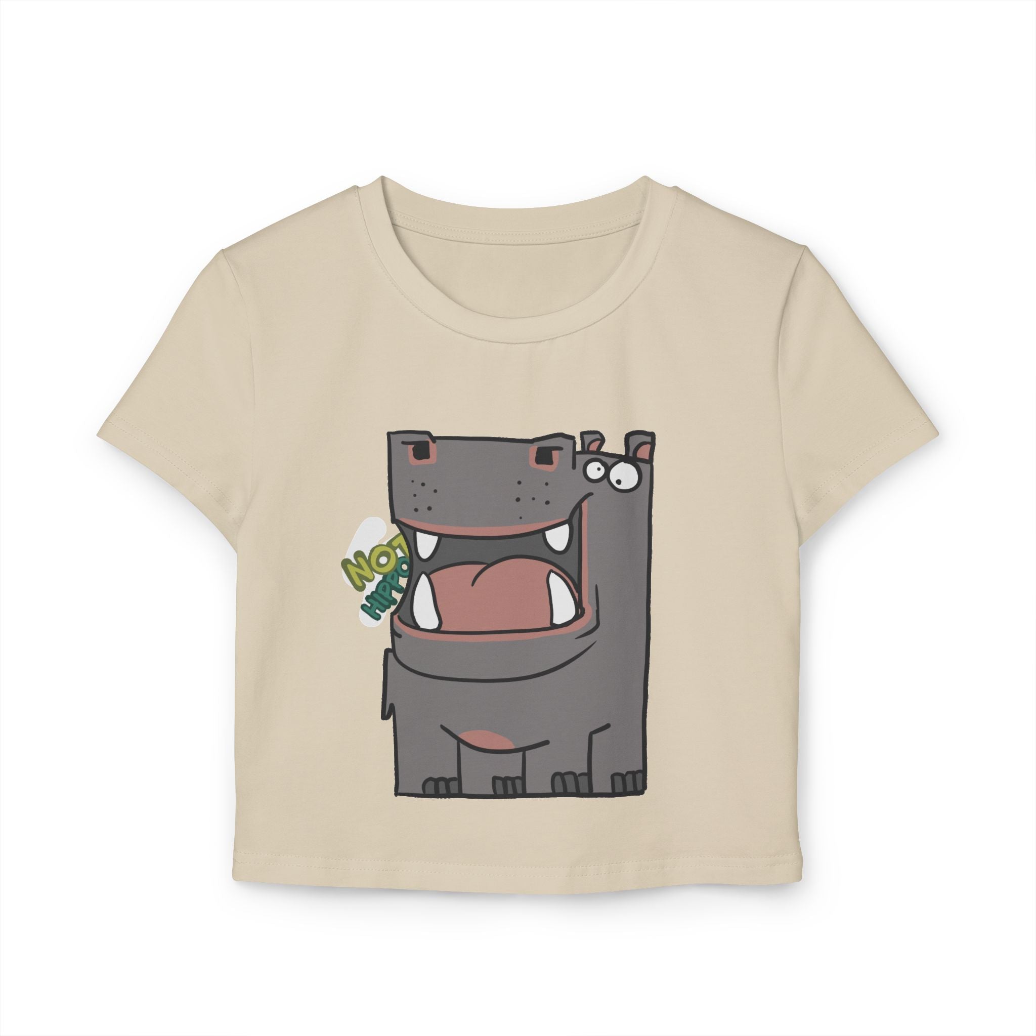 Hippo Baby Tee — Cute Cartoon "Not Hippo" Graphic Crop Tee