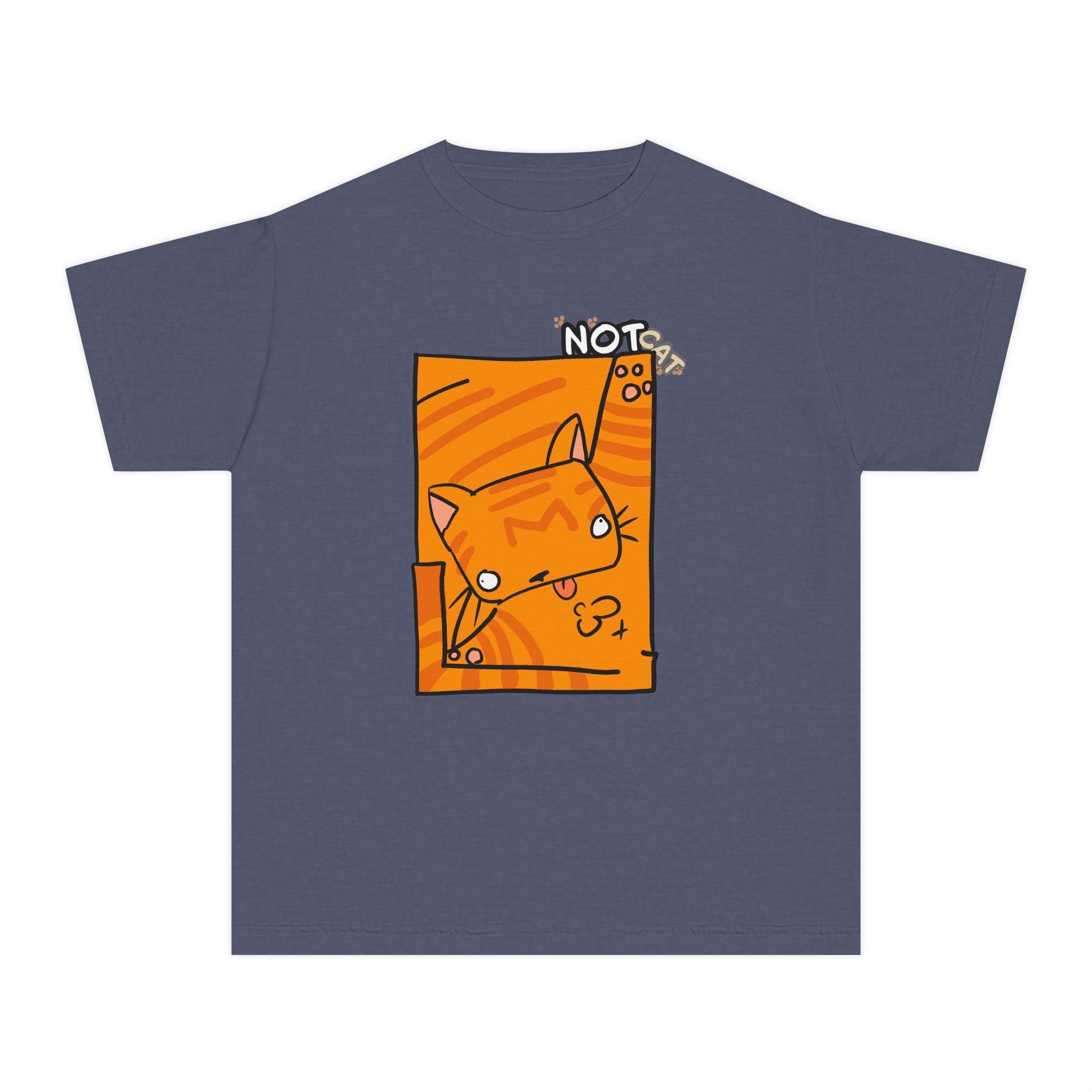 Orange Cat Youth Tee – Cute Cartoon Cat Graphic Shirt for Kids | Funny Not Cat Animal Cotton T-Shirt