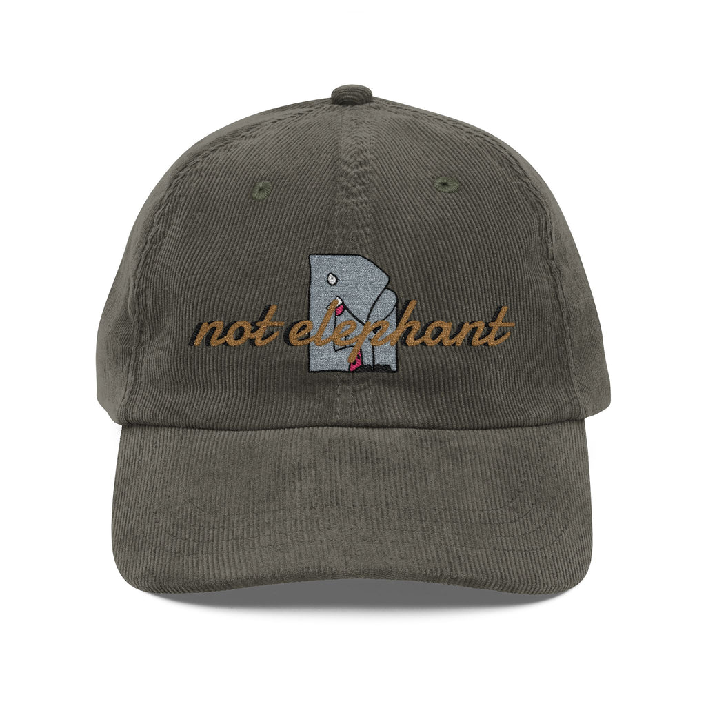 Vintage Corduroy Cap — Embroidered 'not elephant' Logo Hat