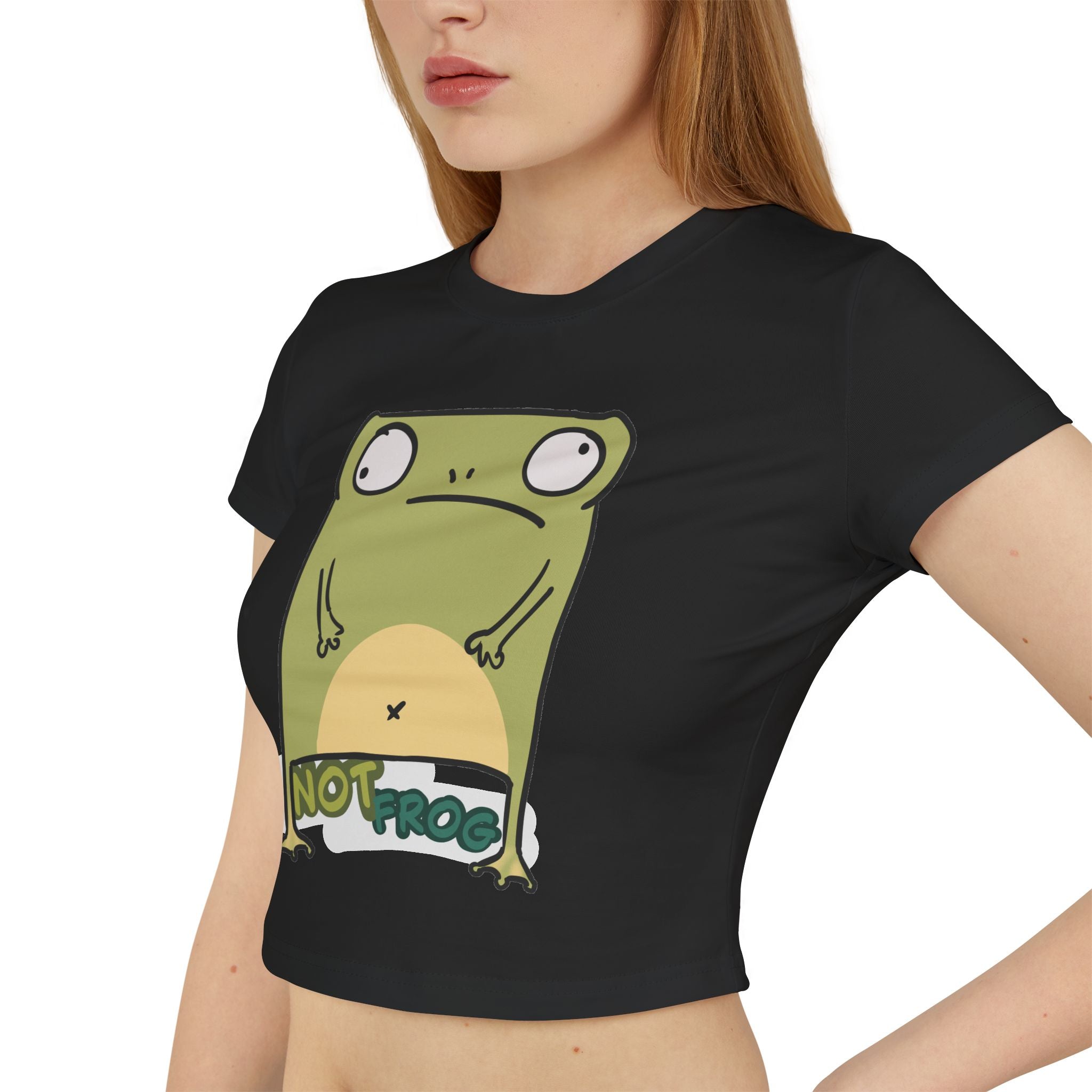 Frog Women's Baby Tee — Cute "Not Frog" Graphic Crop T‑Shirt