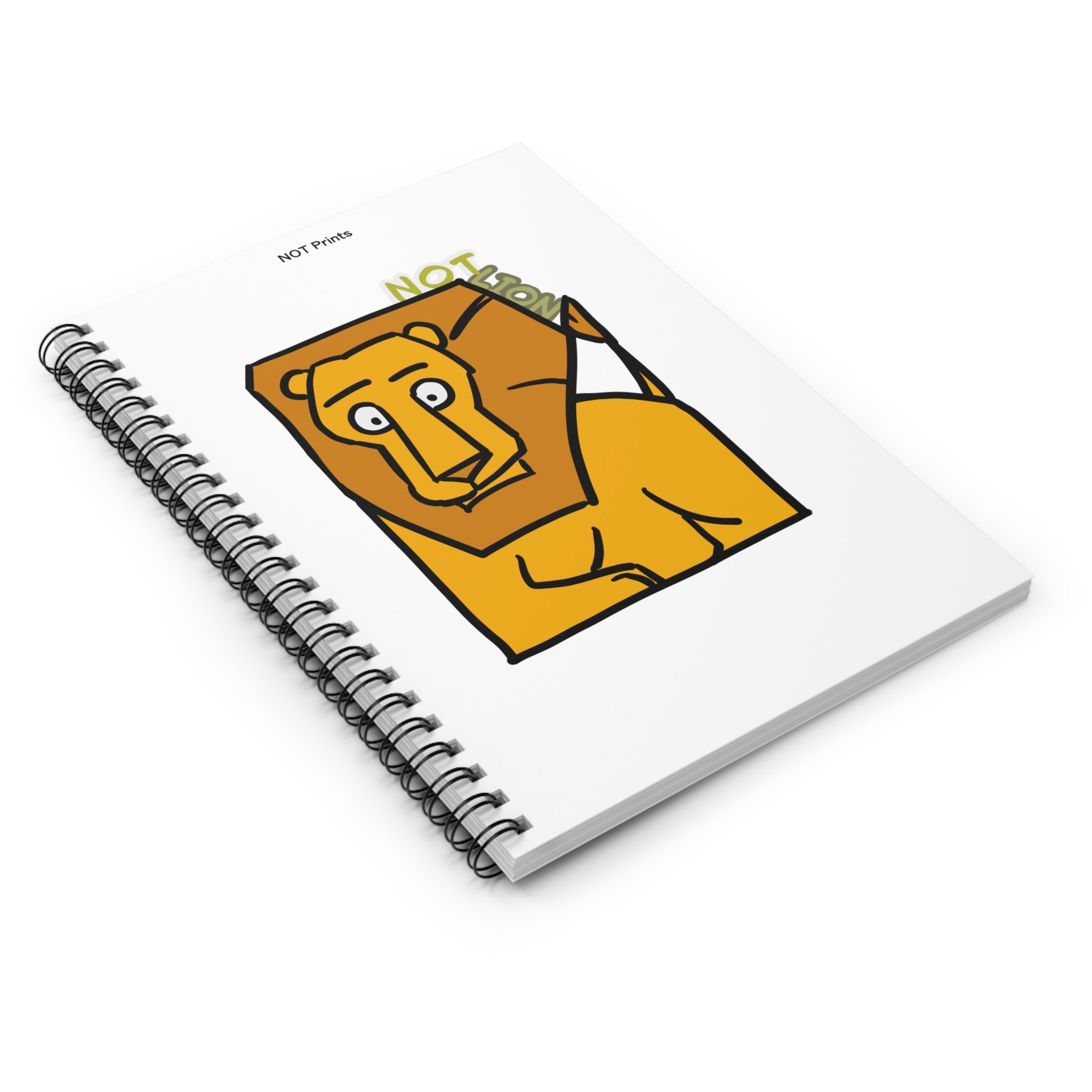 Lion Illustration Spiral Notebook — Cute Cartoon Lion Ruled Journal