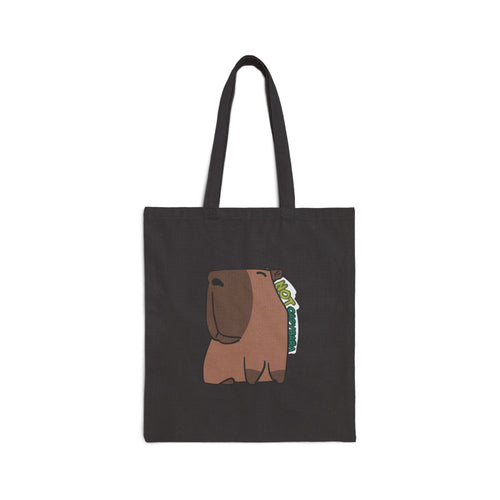Canvas Tote Bag — Cute Capybara with Succulent Backpack Eco Grocery Bag