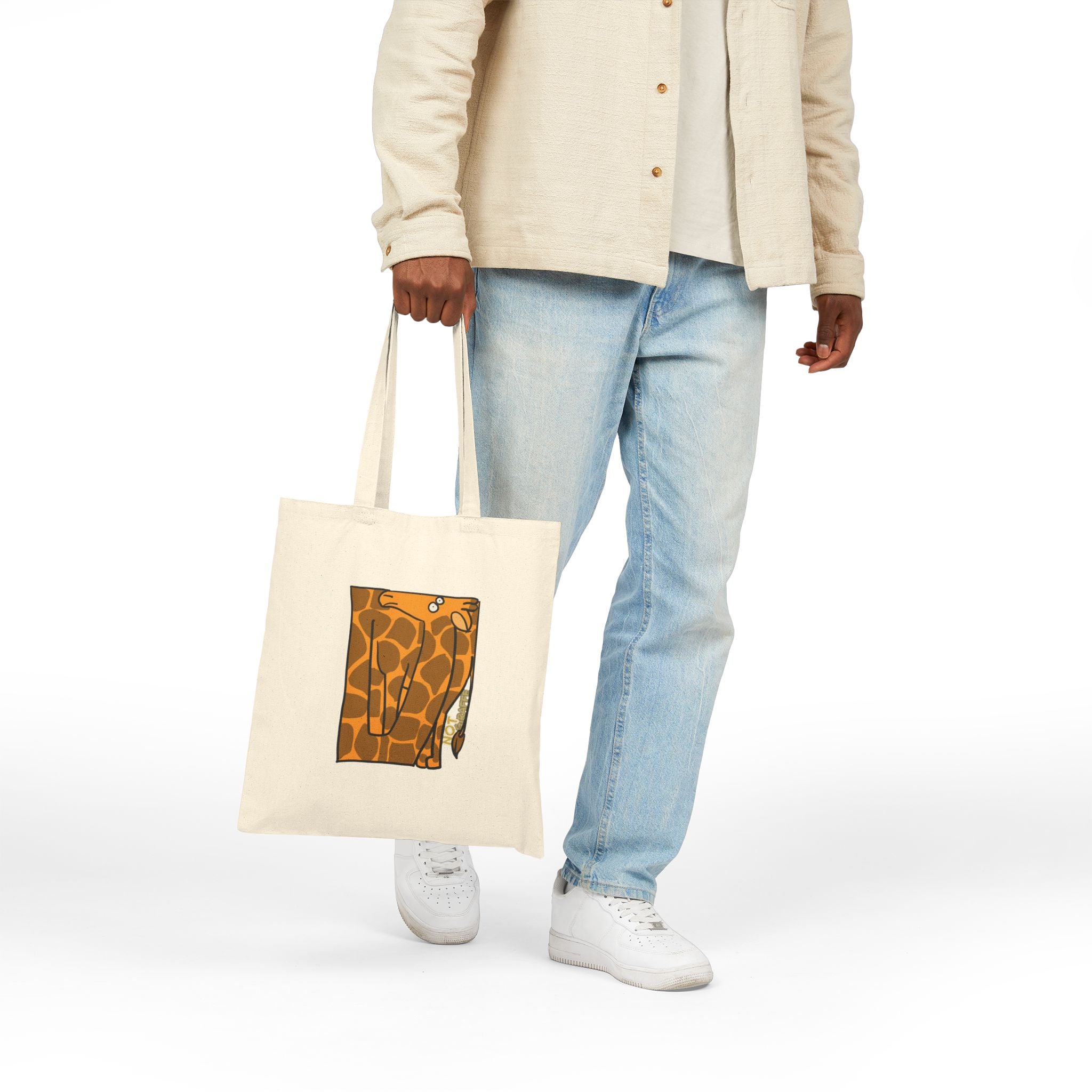 Giraffe Cotton Tote Bag – Cute Cartoon 'Not Giraffe' Canvas Shopper