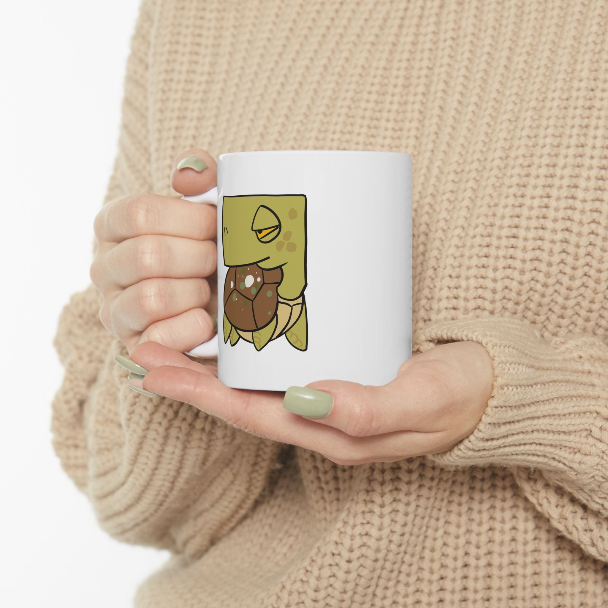 Cute Turtle Ceramic Mug | Turtle Illustration Coffee Mug (11oz)