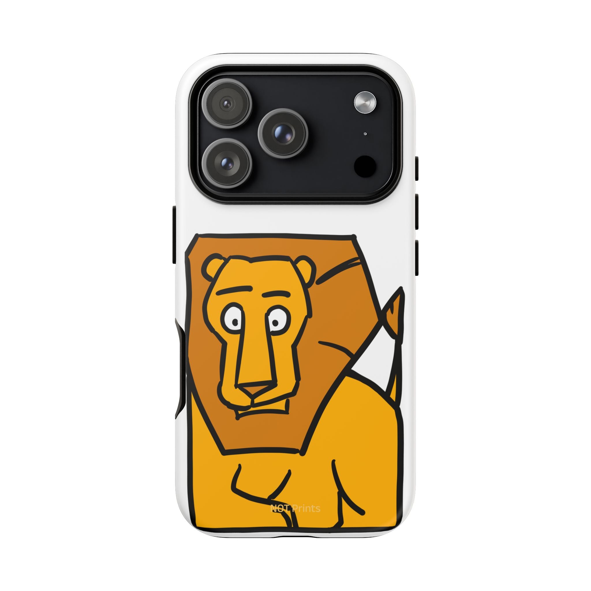 Lion Illustration Phone Case — Cute Bold Cartoon Lion Protective Cover