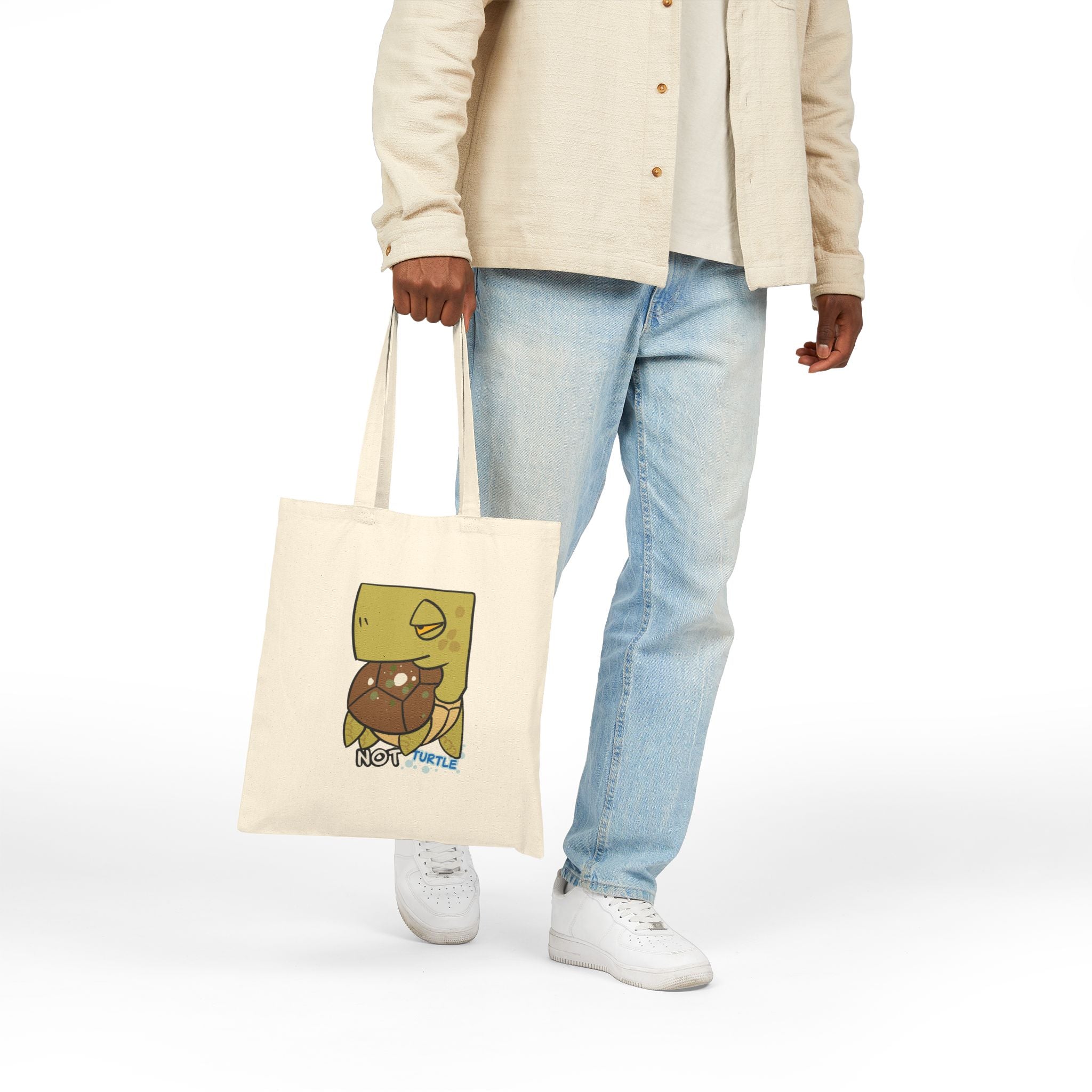 Sac fourre-tout en toile — Mignonne illustration de tortue « Pas une tortue »