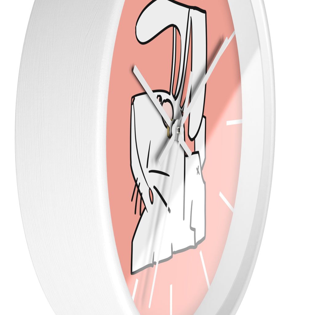 Cute Pink Bunny Wall Clock — Playful Ceramic Rabbit Design