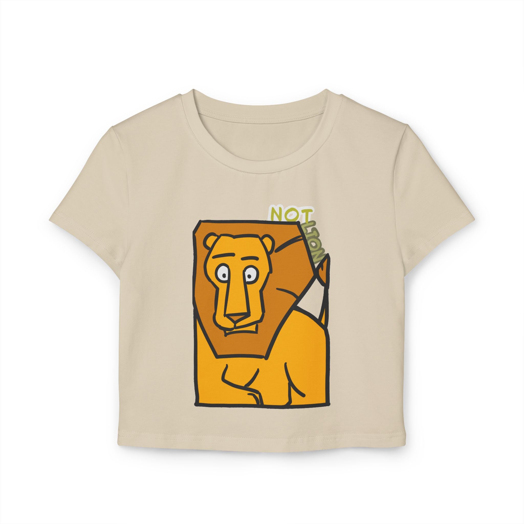 Lion Graphic Baby Tee — "Not Lion" Cute Retro Energy Top