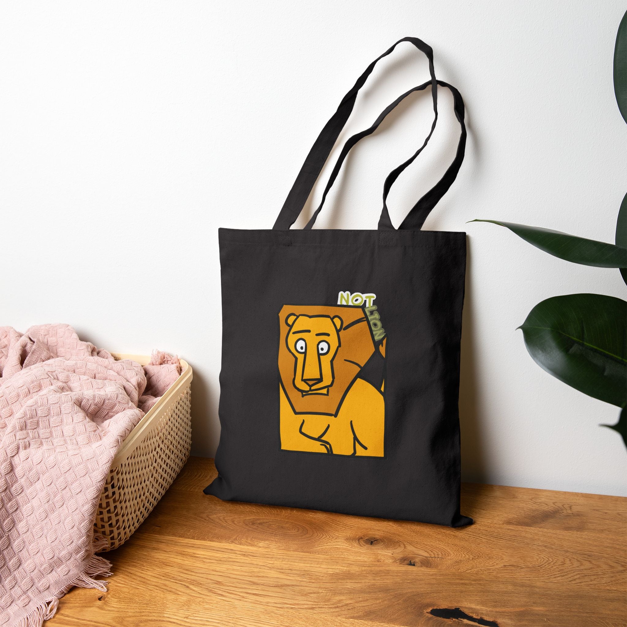 Tote Bag — Cute Cartoon "Not Lion" Canvas Tote for Eco-Friendly Everyday Use