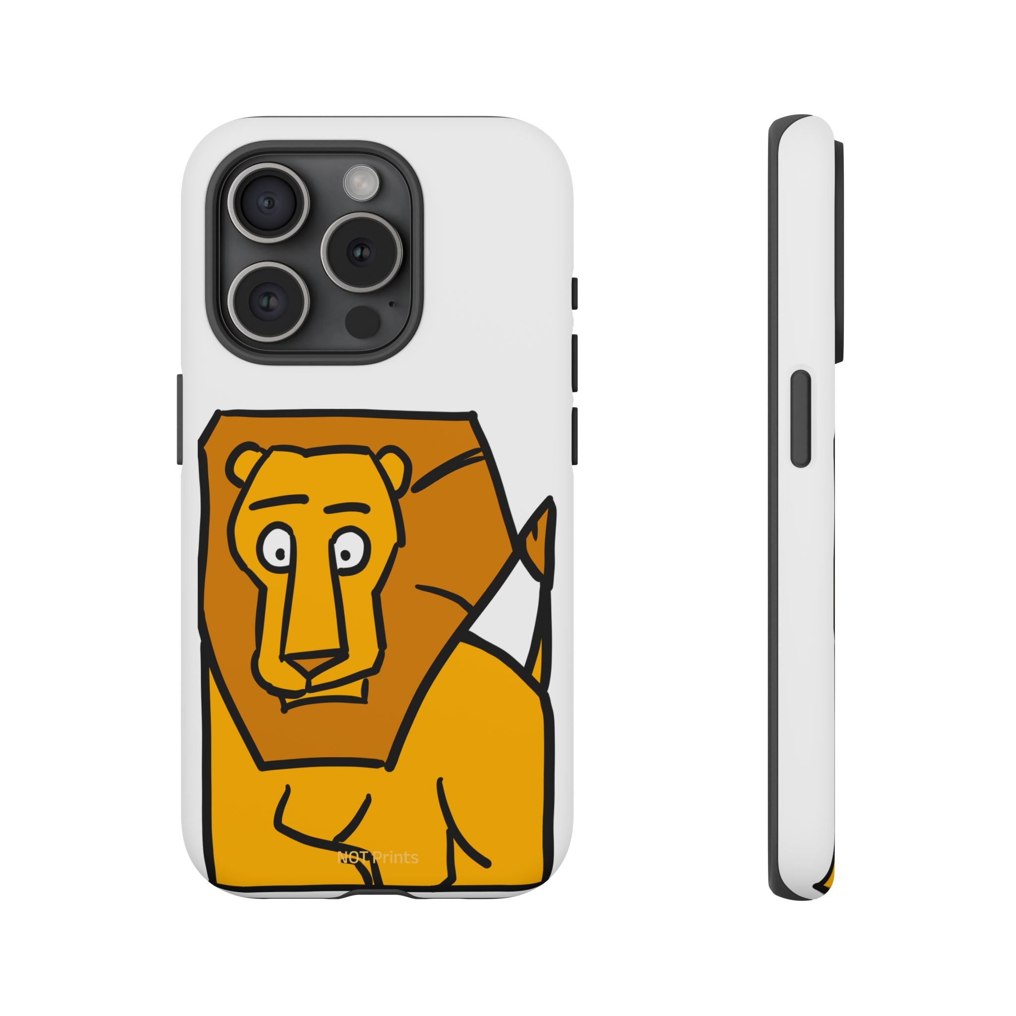 Lion Illustration Phone Case — Cute Bold Cartoon Lion Protective Cover