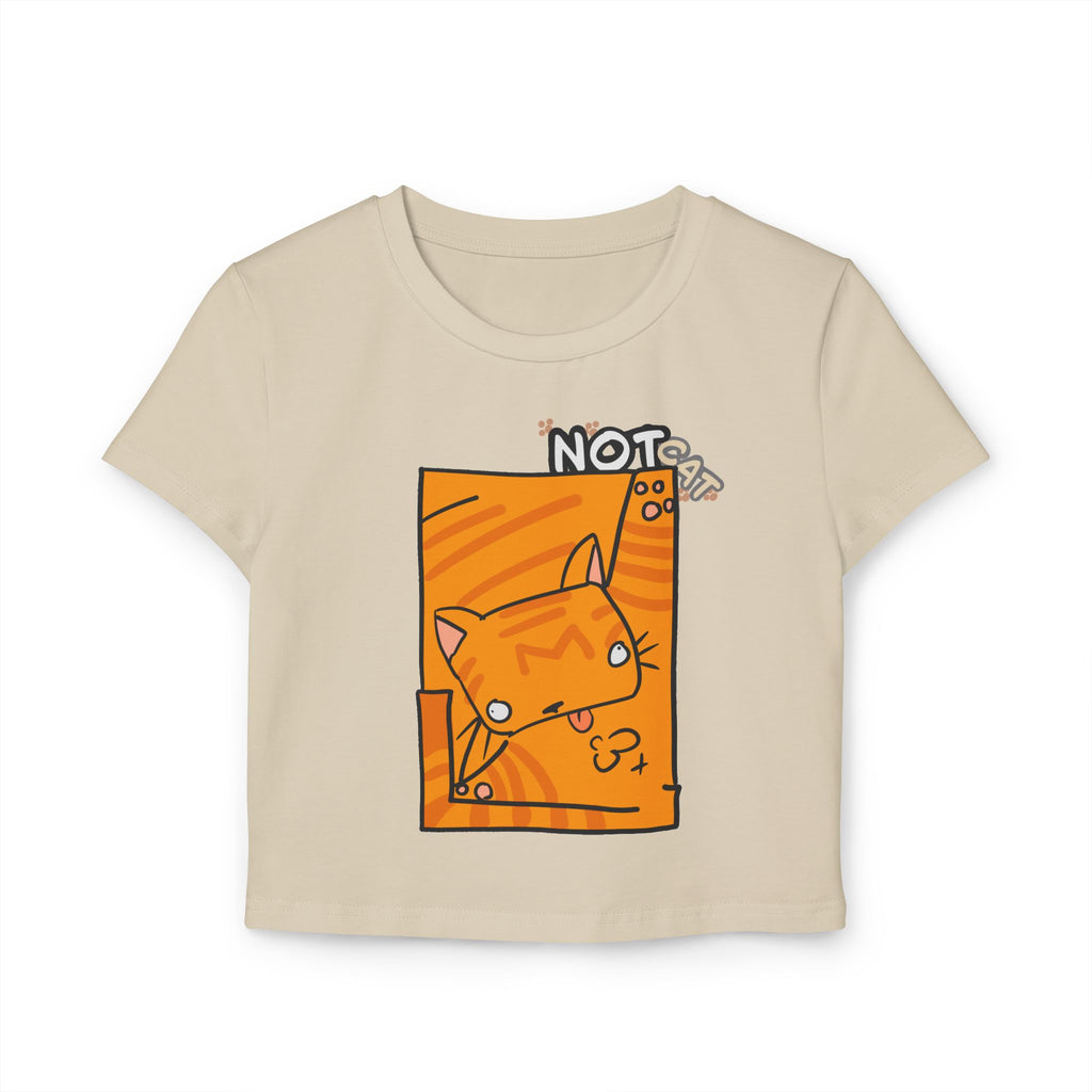 Cute Orange Cat Women's Baby Tee — Playful "Not Cat" Graphic Crop Top