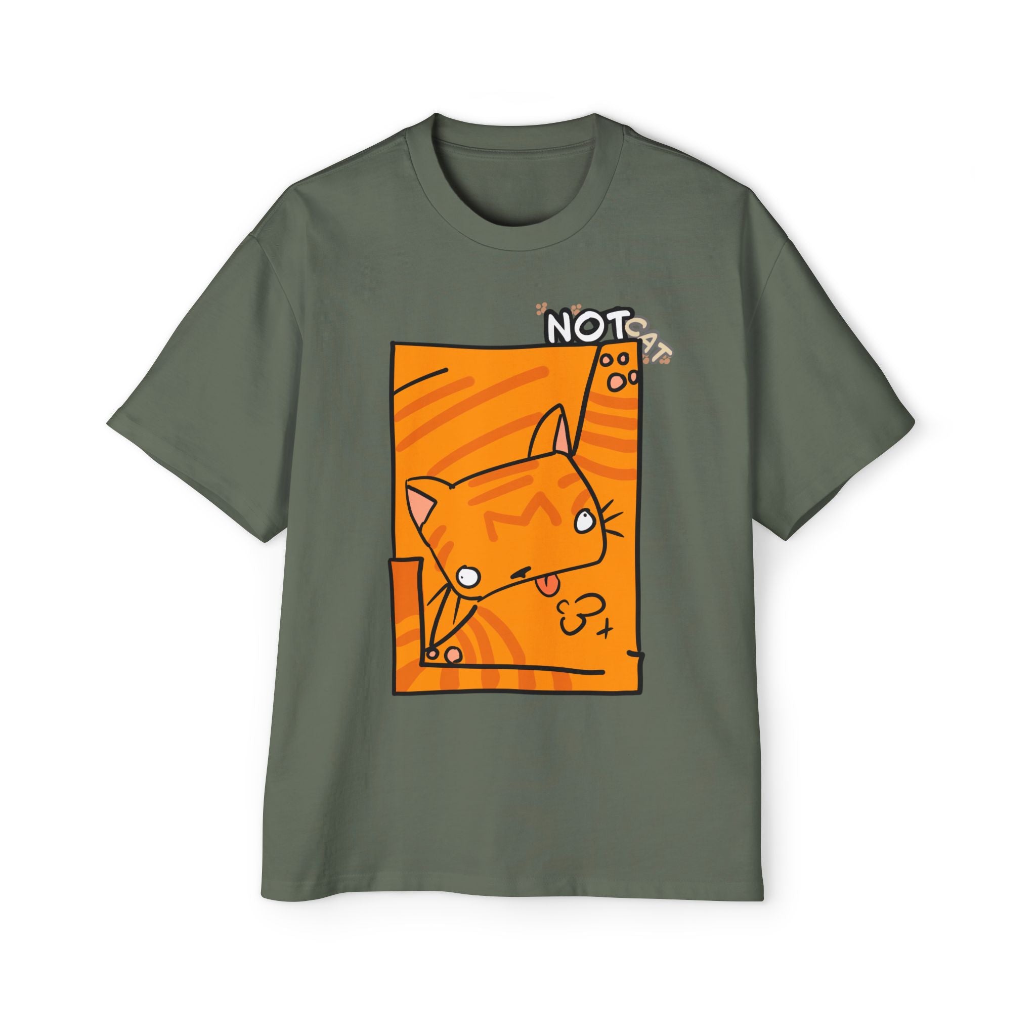 T-shirt graphique chat — « Pas chat » | T-shirt oversize chat orange dessin animé