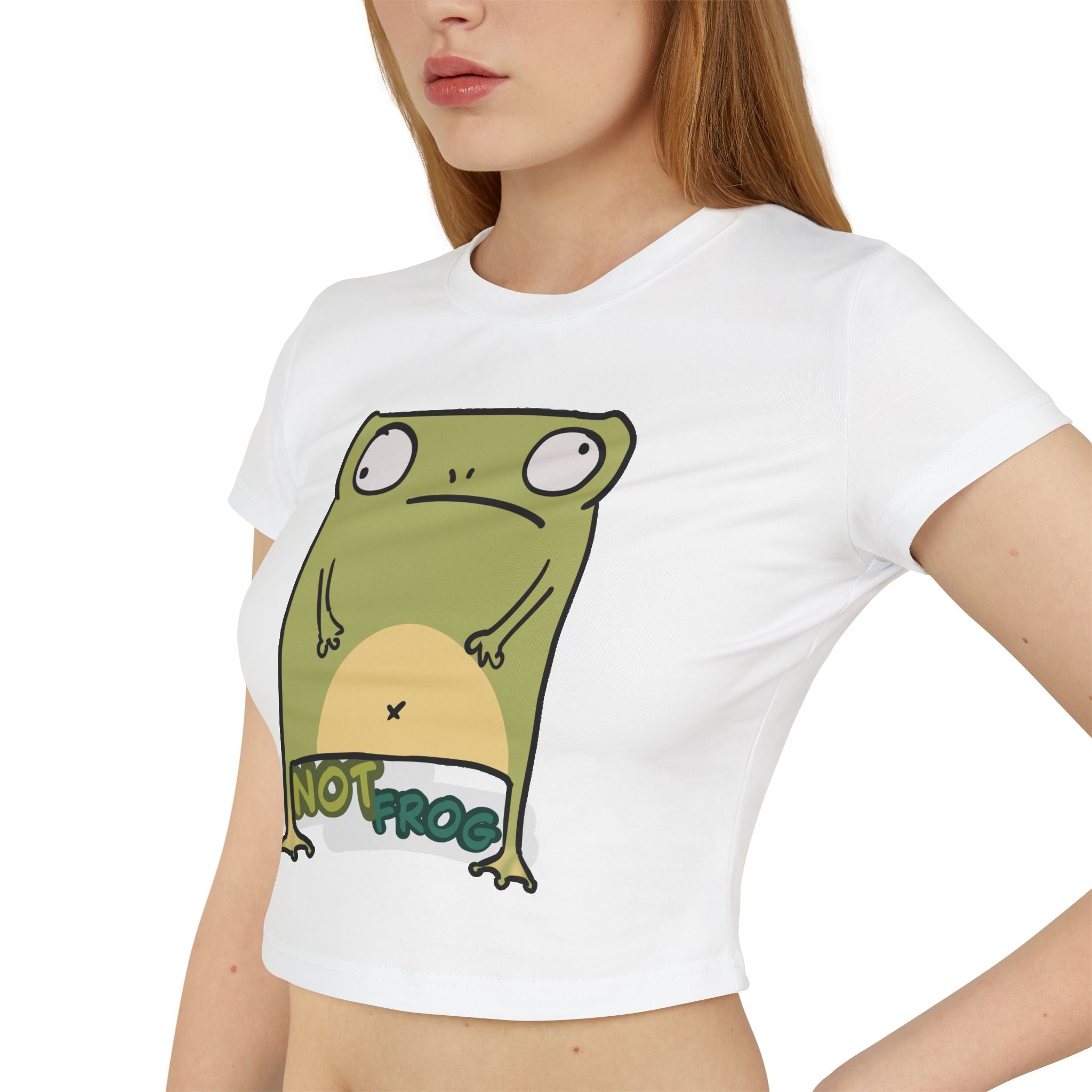 Frog Women's Baby Tee — Cute "Not Frog" Graphic Crop T‑Shirt