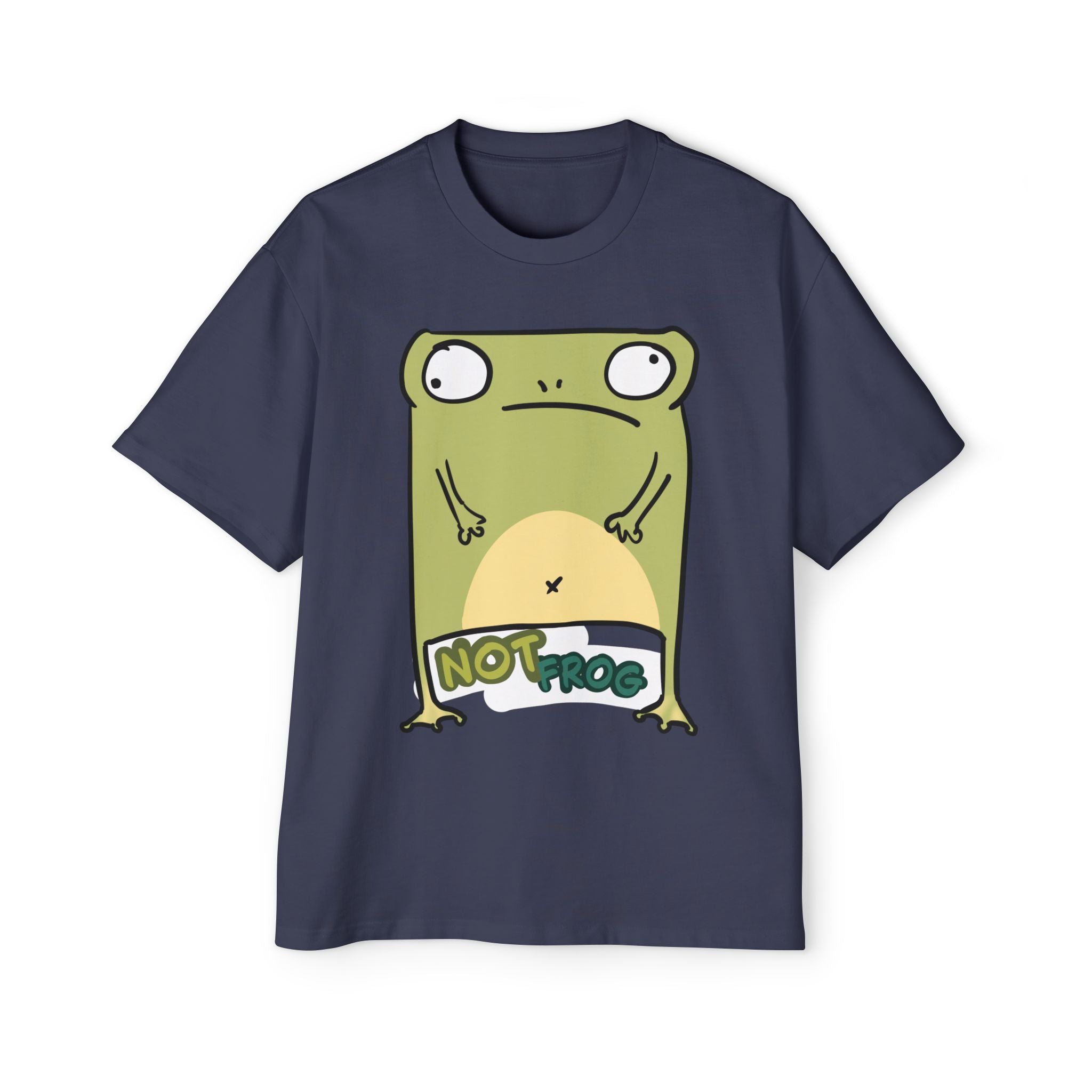 Funny 'Not Frog' Graphic Tee — Cute Cartoon Amphibian Oversized Shirt