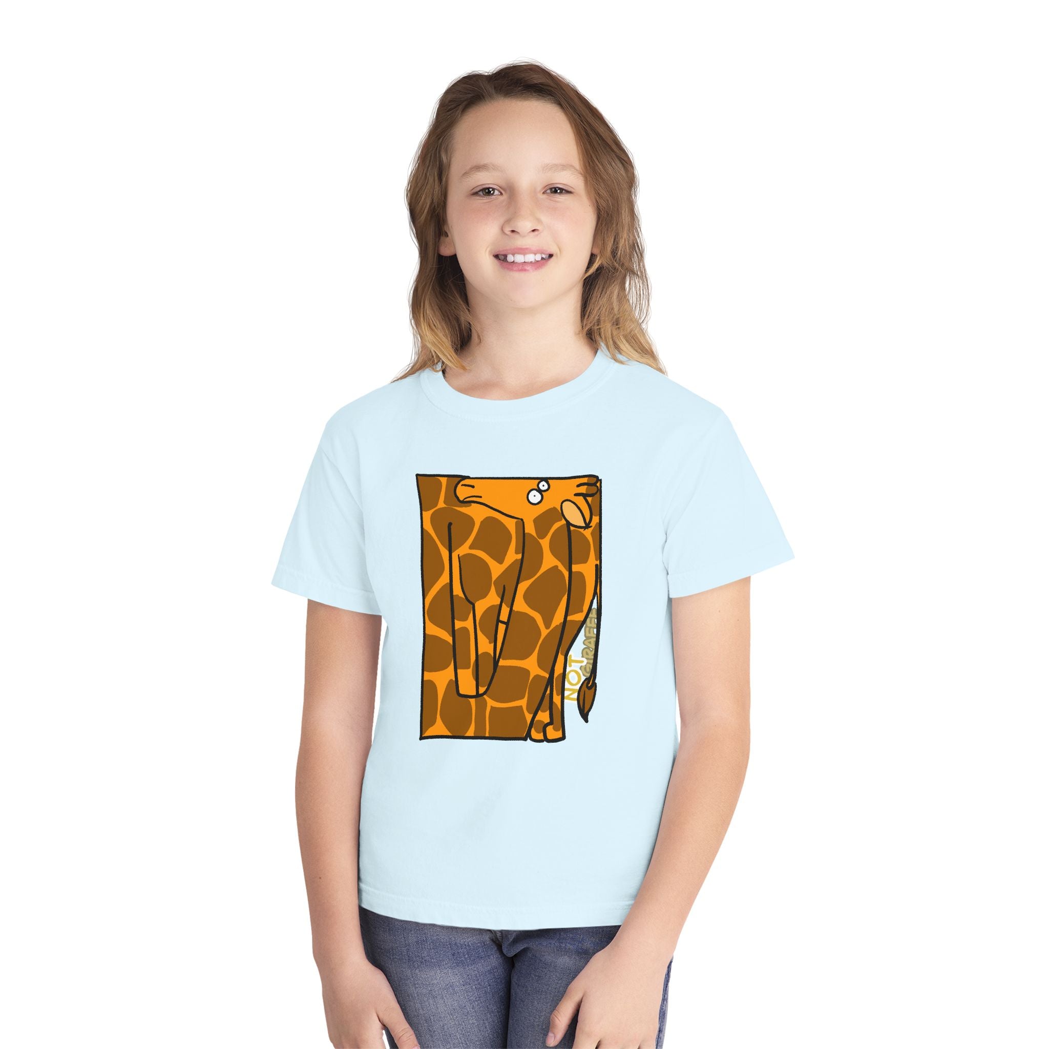 Giraffe Peek Kids Tee — Cute Peeking "Not Giraffe" Graphic Youth T-Shirt