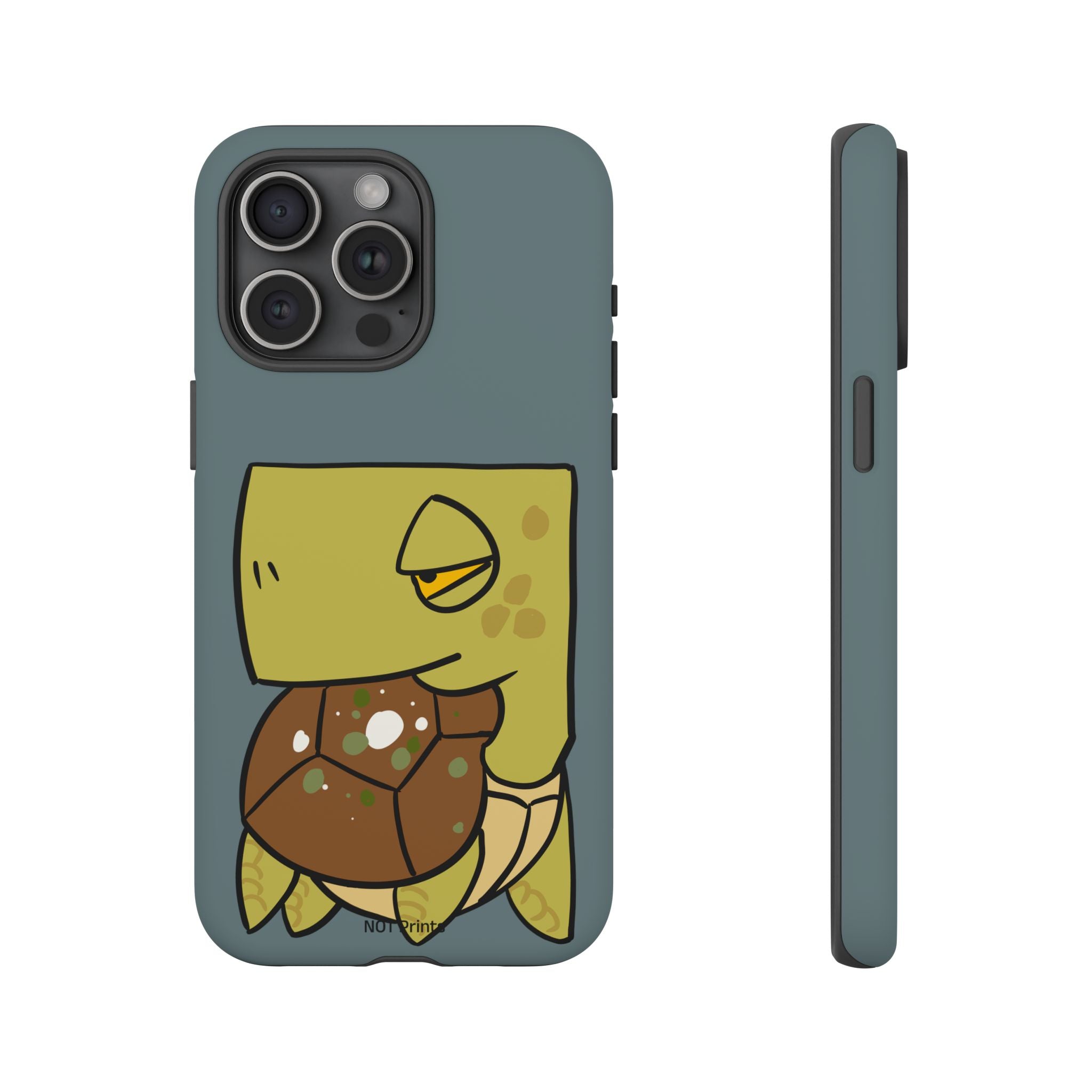 Turtle Tough Phone Case — Cute Grumpy Turtle Protective Cover