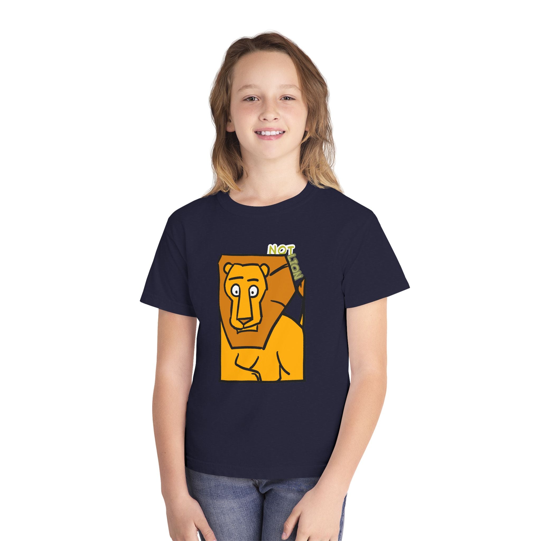 Lion Youth Tee — Playful 'NOT Lion' Graphic Kids T-Shirt
