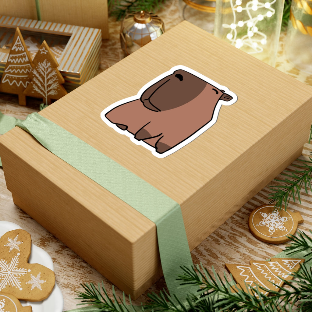 Cute Chill Capybara Kiss-Cut Sticker – Laptop & Water Bottle Decal