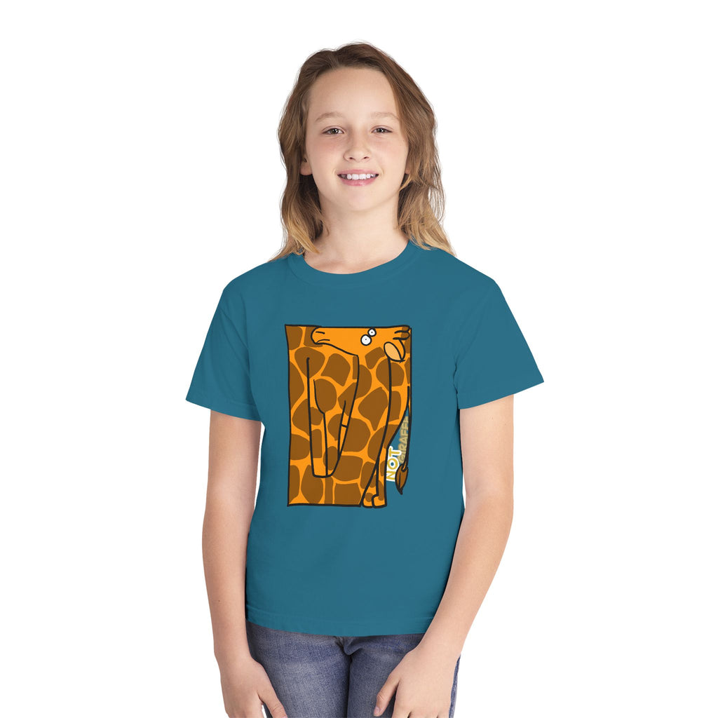 Giraffe Peek Kids Tee — Cute Peeking "Not Giraffe" Graphic Youth T-Shirt