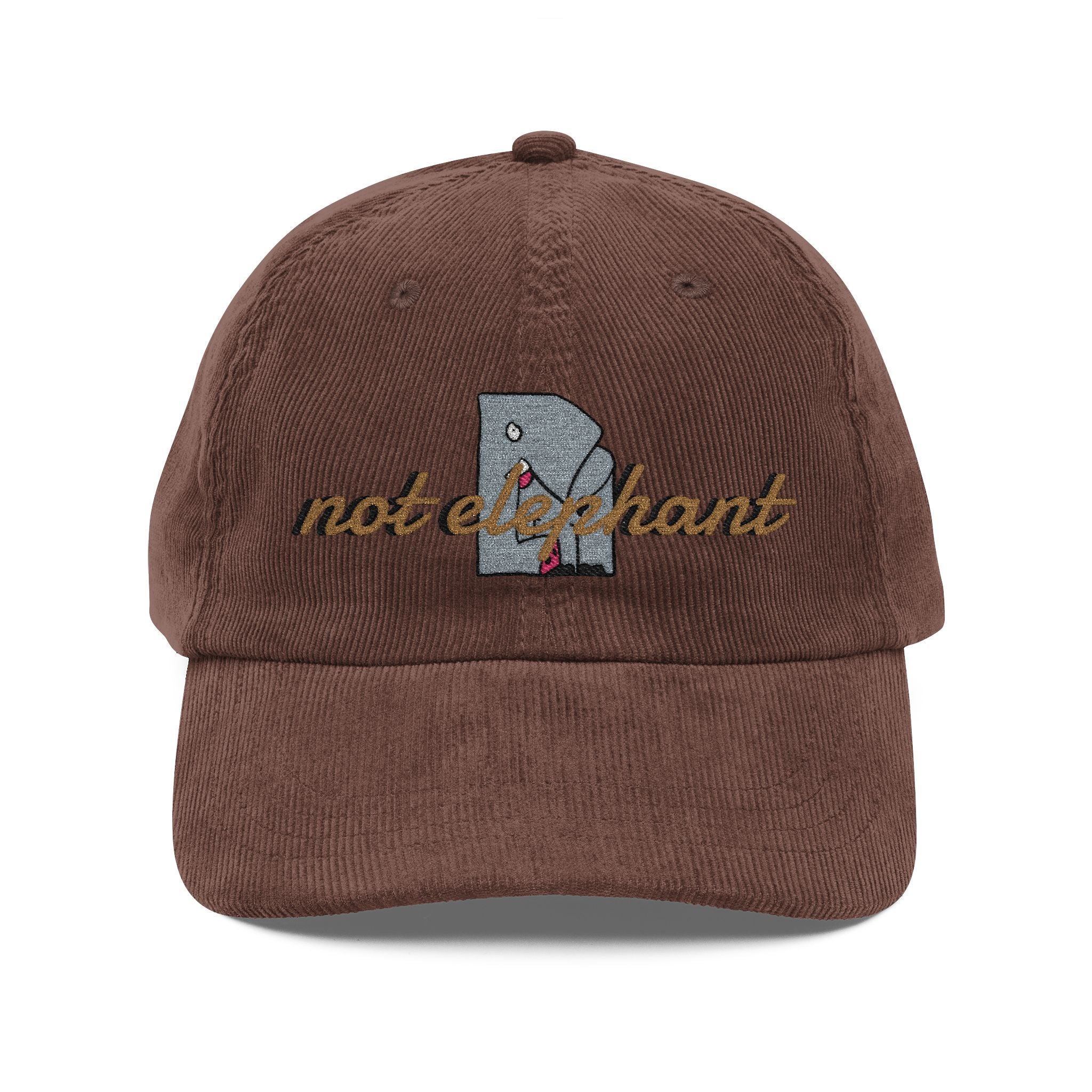 Vintage Corduroy Cap — Embroidered 'not elephant' Logo Hat
