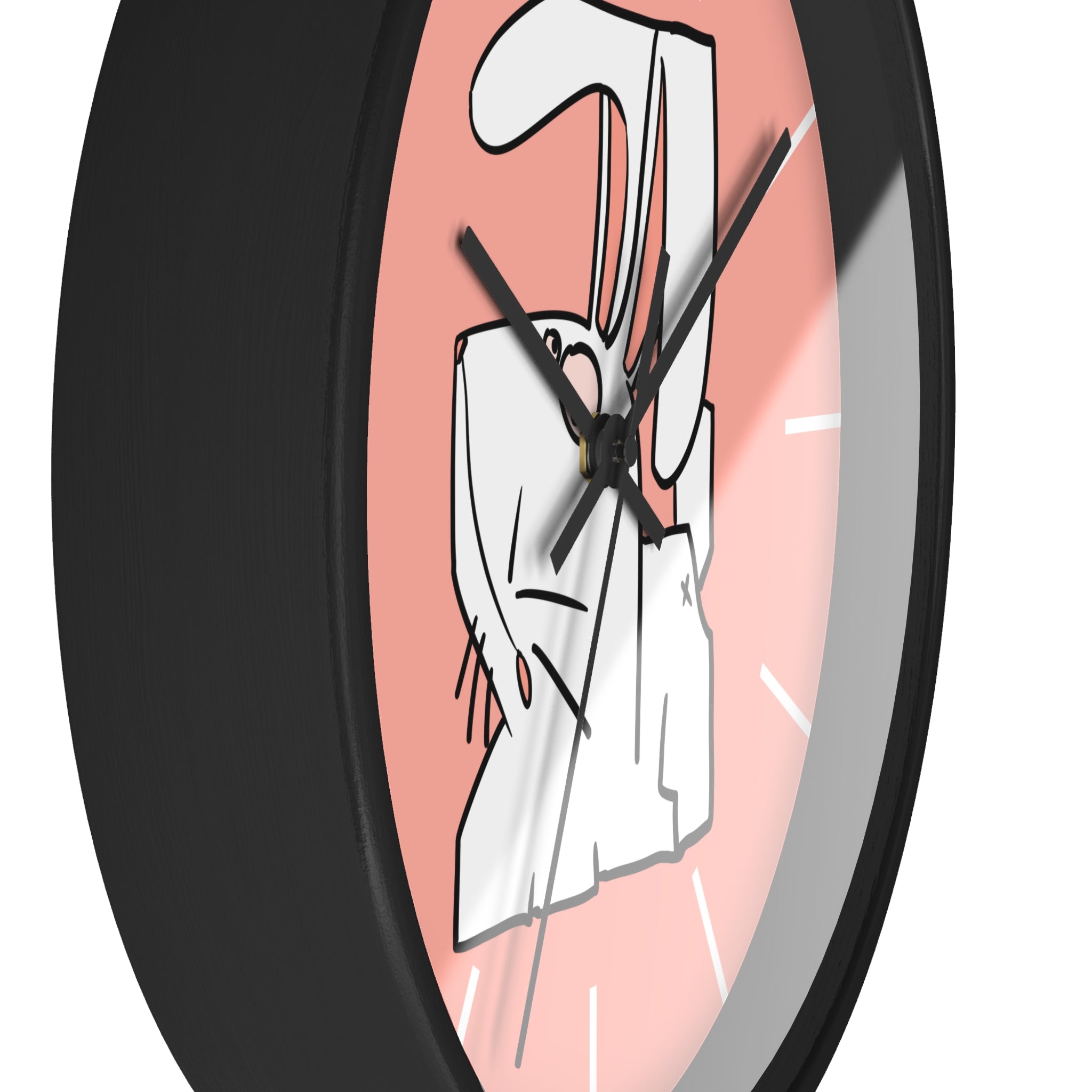Cute Pink Bunny Wall Clock — Playful Ceramic Rabbit Design