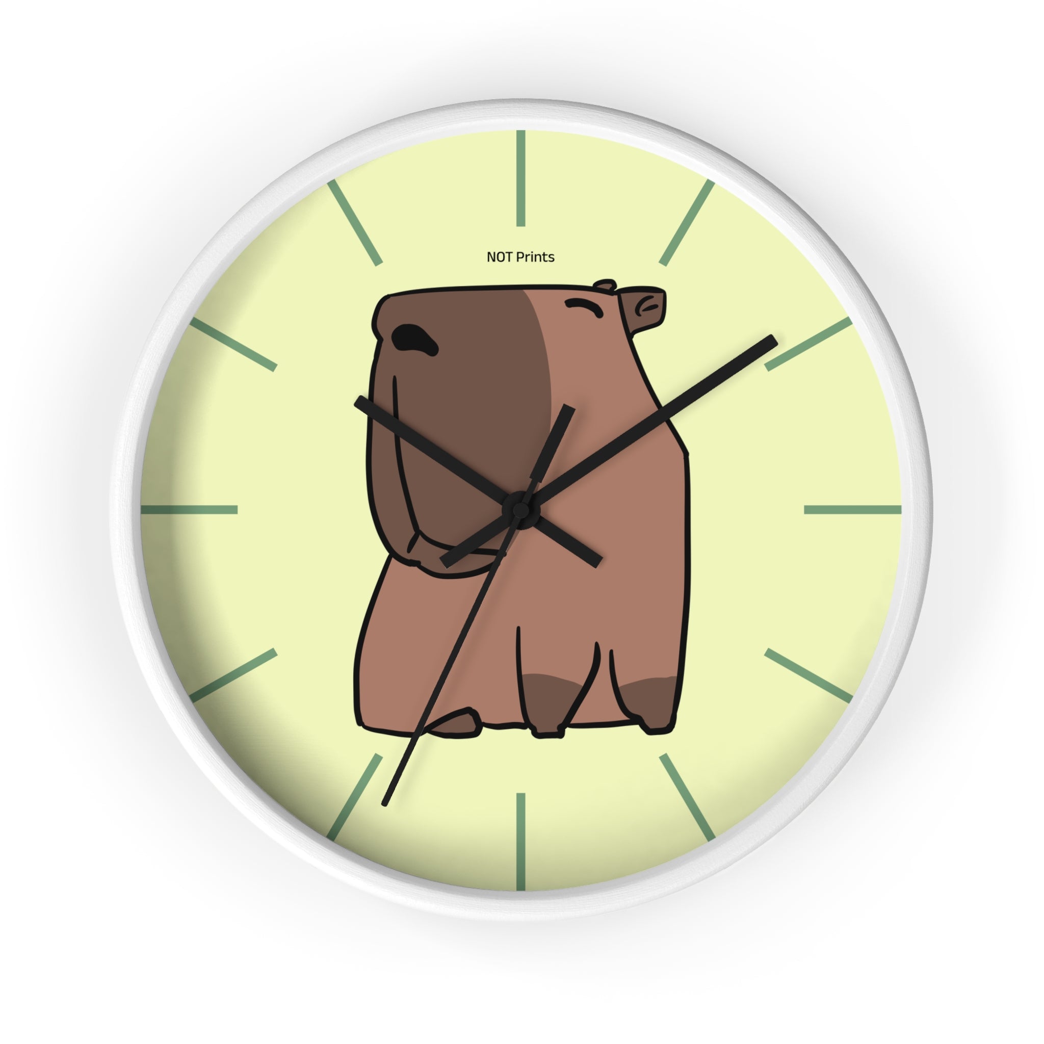 Jolie horloge murale Capybara — Horloge animale de dessin animé pour chambre d'enfant et maison