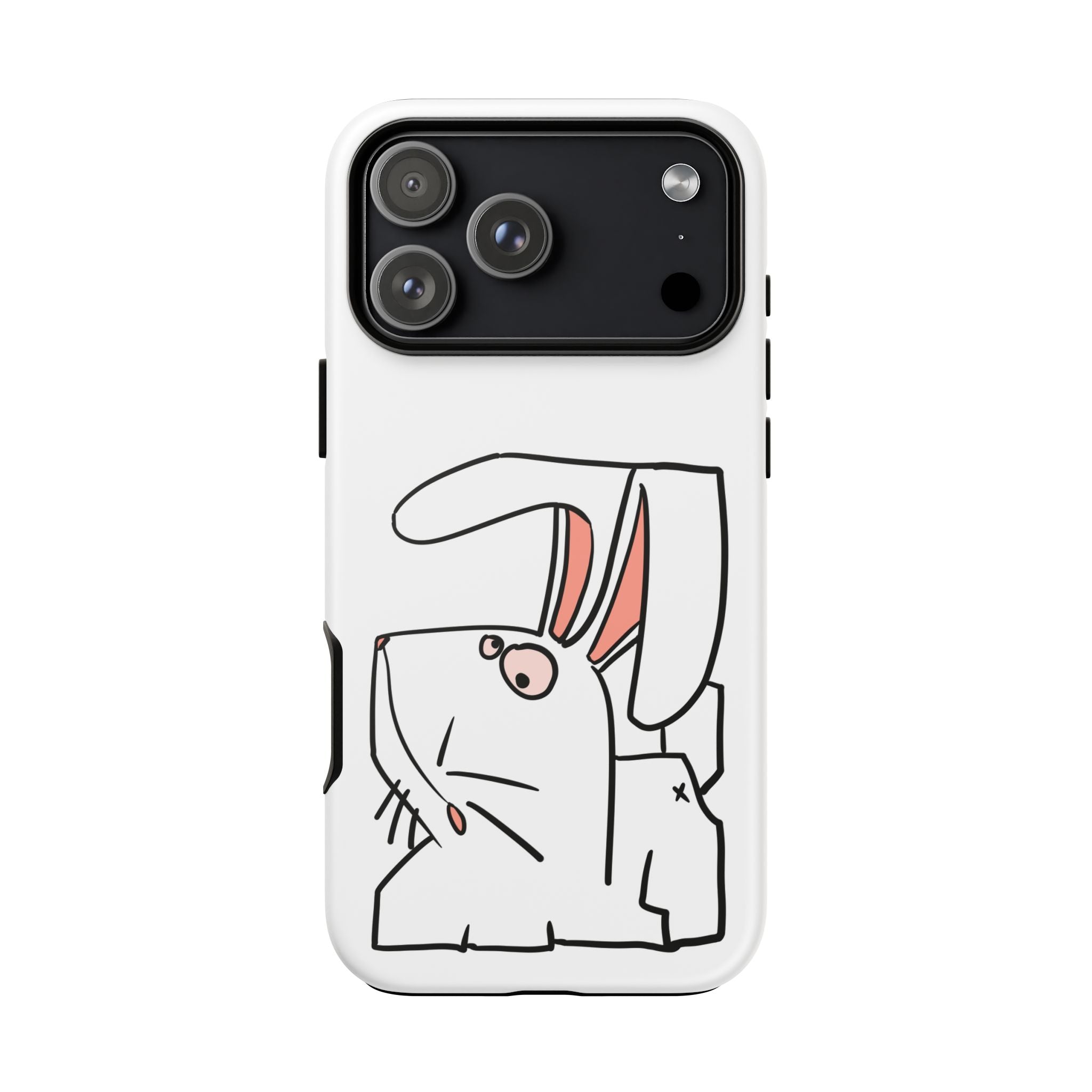 Coque de téléphone résistante Bunny Sketch — Housse d'iPhone Mignonne Lapin Minimaliste