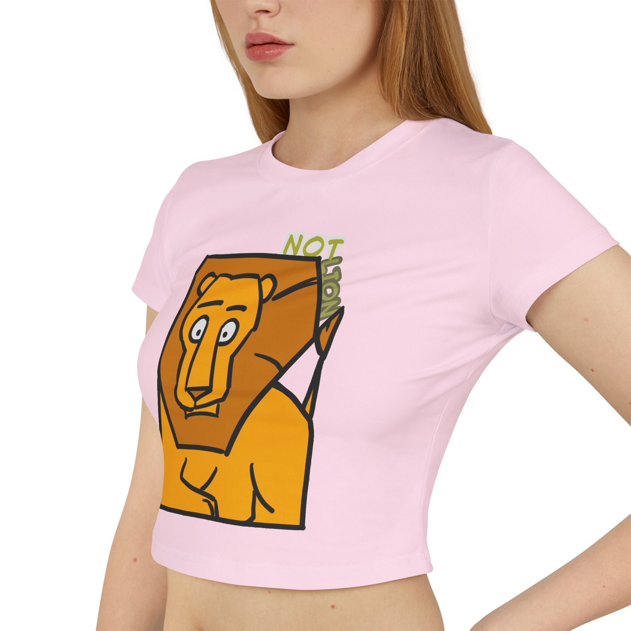 Lion Graphic Baby Tee — "Not Lion" Cute Retro Energy Top