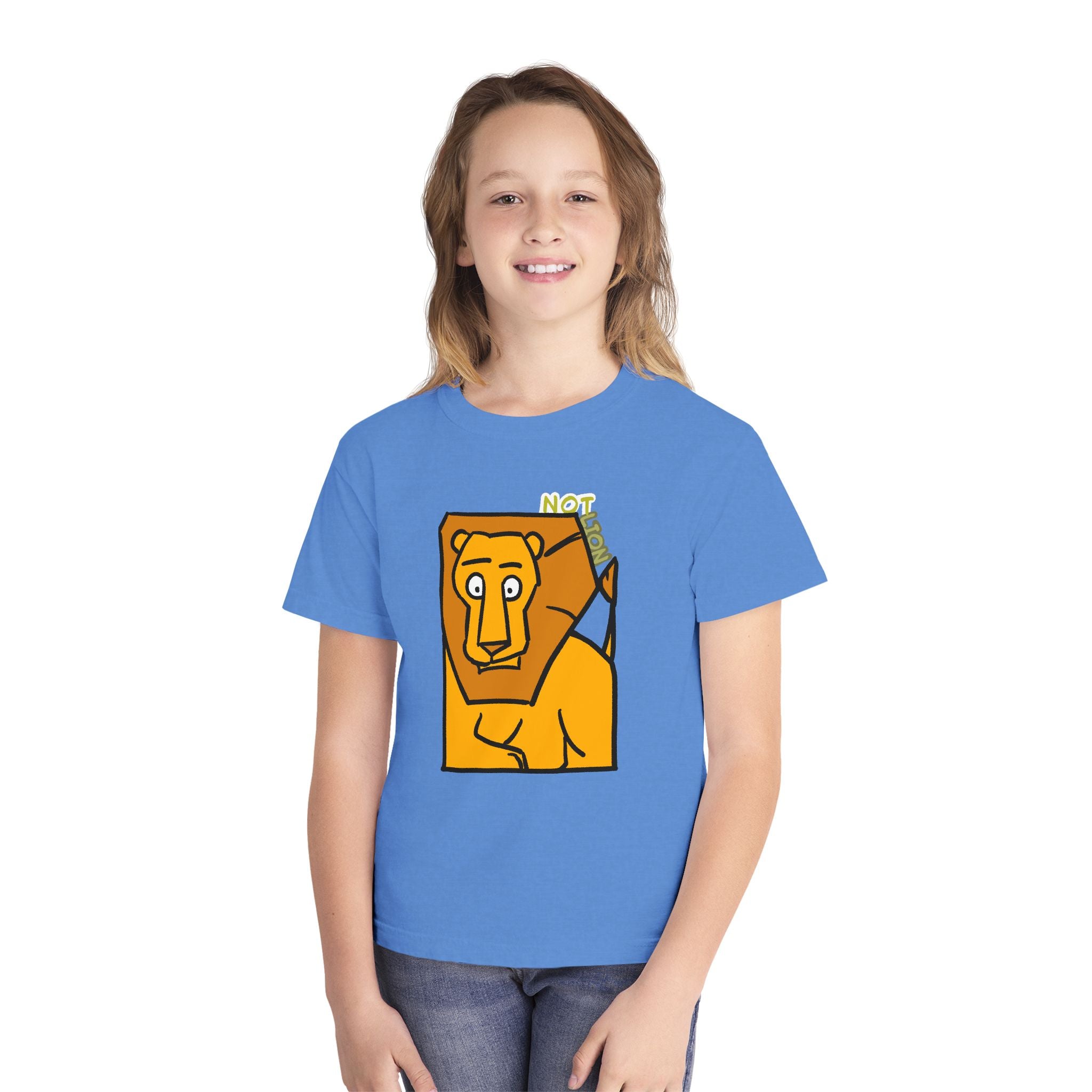 Lion Youth Tee — Playful 'NOT Lion' Graphic Kids T-Shirt