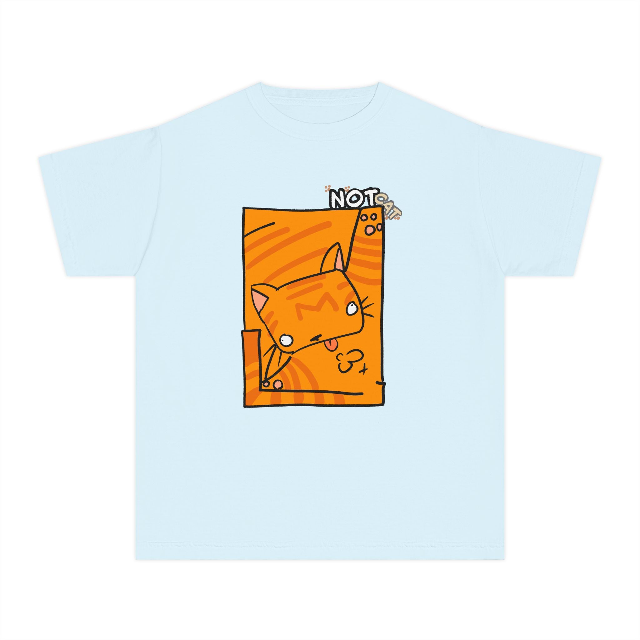 Orange Cat Youth Tee – Cute Cartoon Cat Graphic Shirt for Kids | Funny Not Cat Animal Cotton T-Shirt