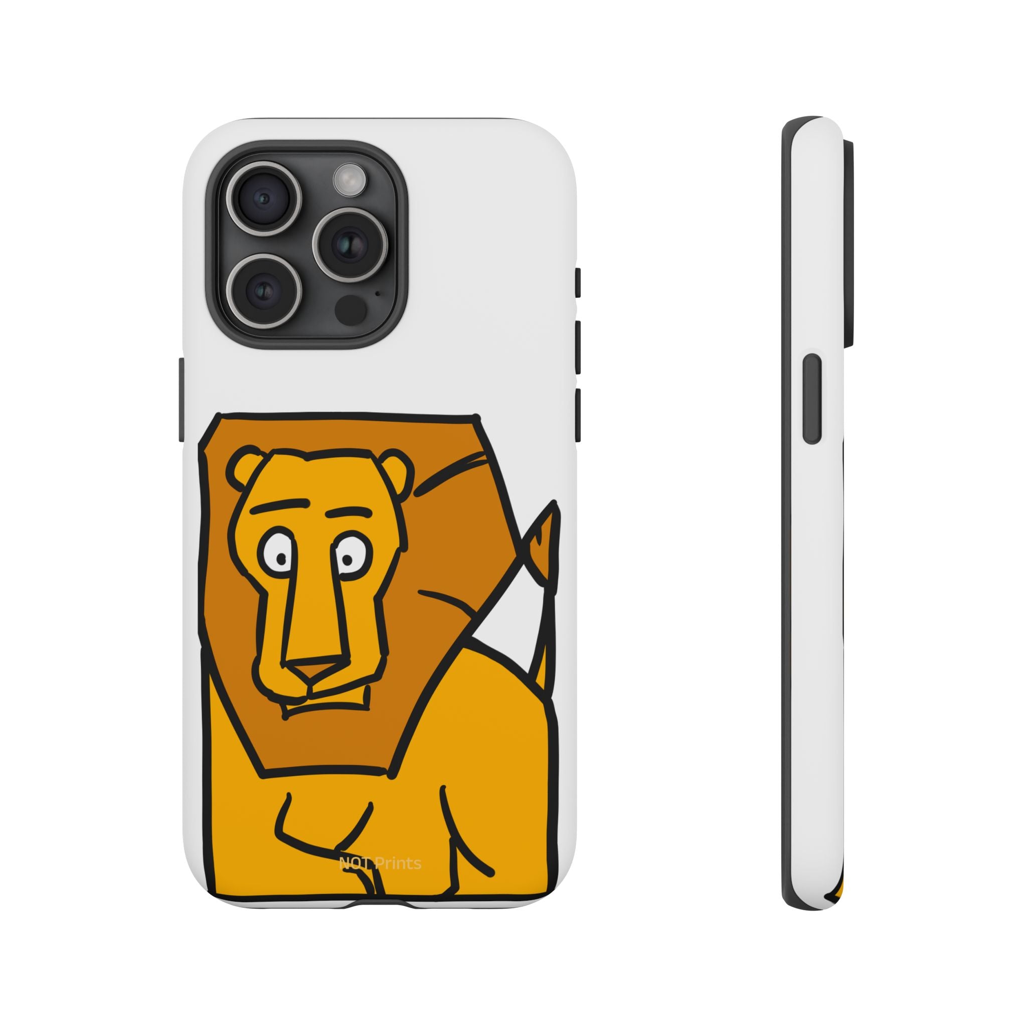 Lion Illustration Phone Case — Cute Bold Cartoon Lion Protective Cover