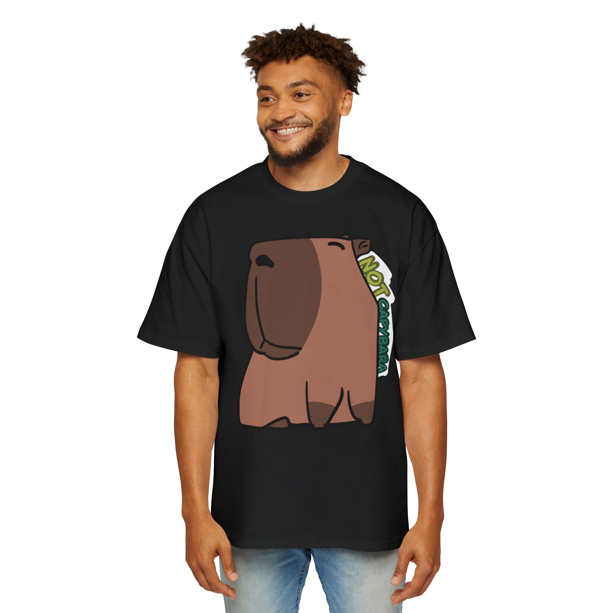 Capybara Cartoon Tee – "Not Capybara" Oversized Graphic T-Shirt