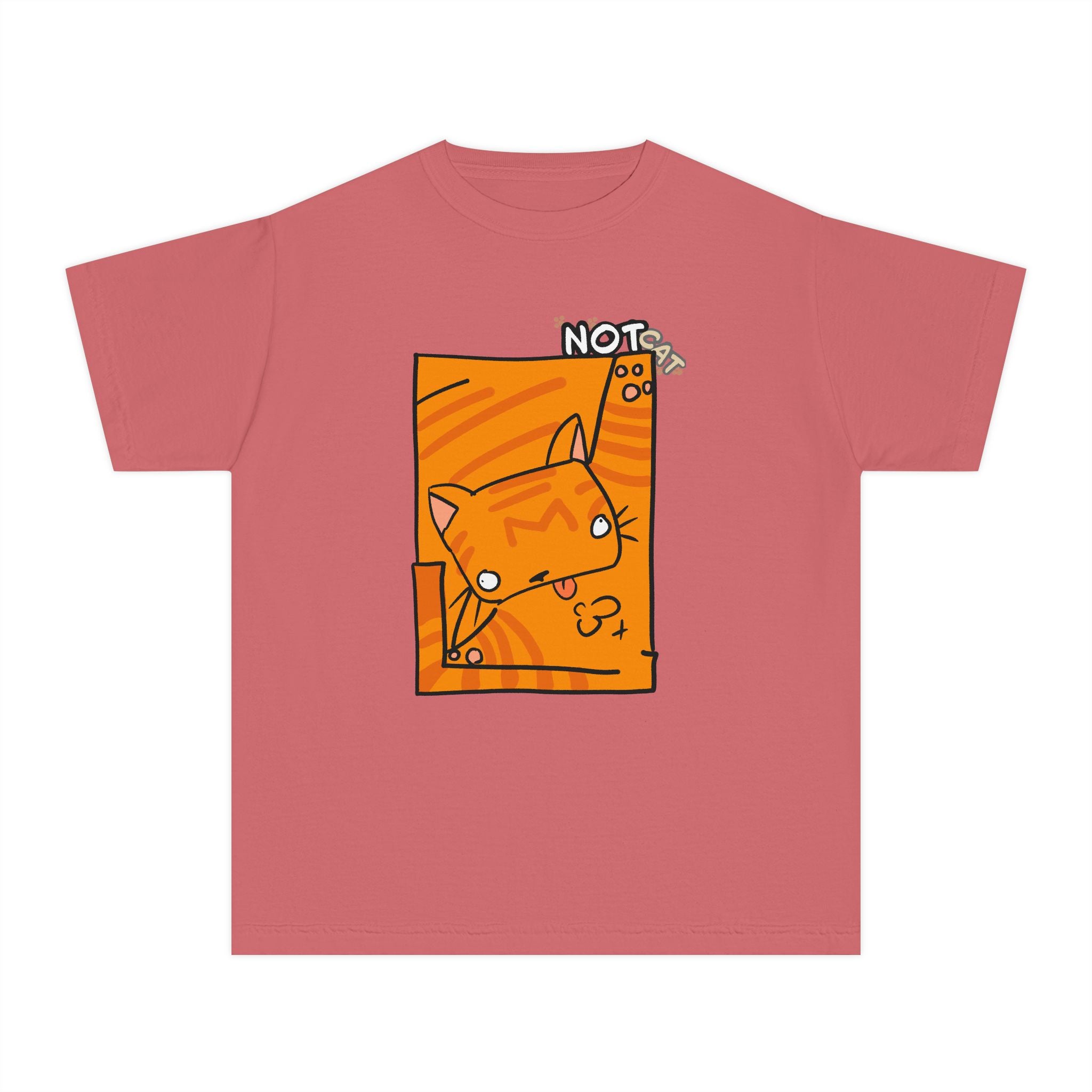 Orange Cat Youth Tee – Cute Cartoon Cat Graphic Shirt for Kids | Funny Not Cat Animal Cotton T-Shirt