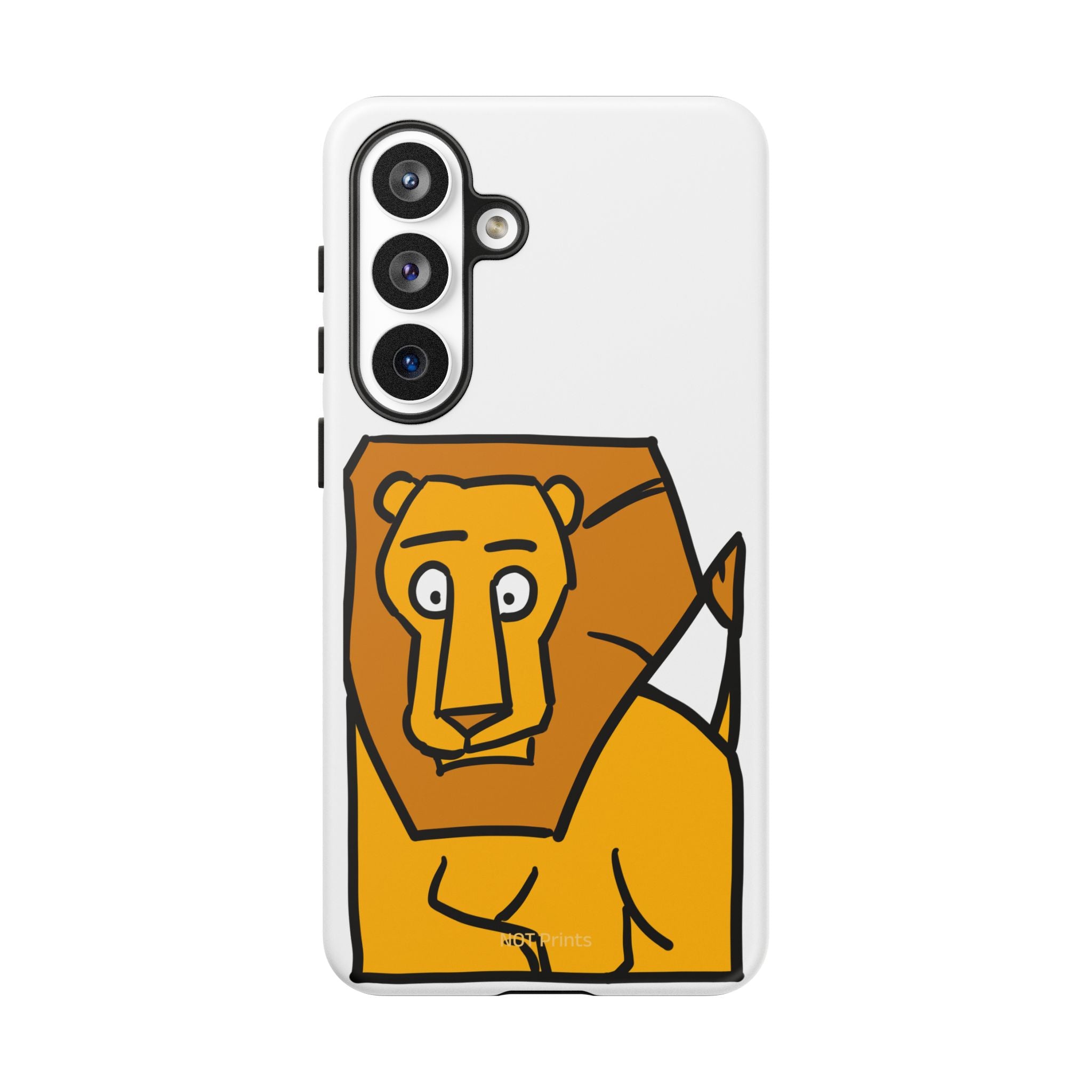 Lion Illustration Phone Case — Cute Bold Cartoon Lion Protective Cover