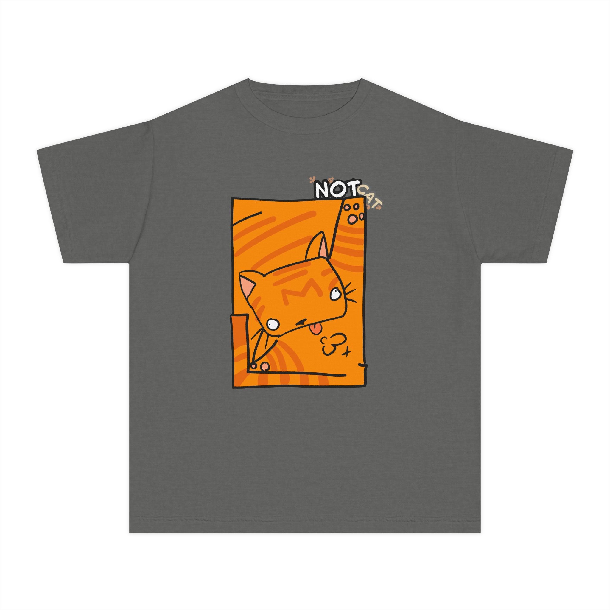 Orange Cat Youth Tee – Cute Cartoon Cat Graphic Shirt for Kids | Funny Not Cat Animal Cotton T-Shirt