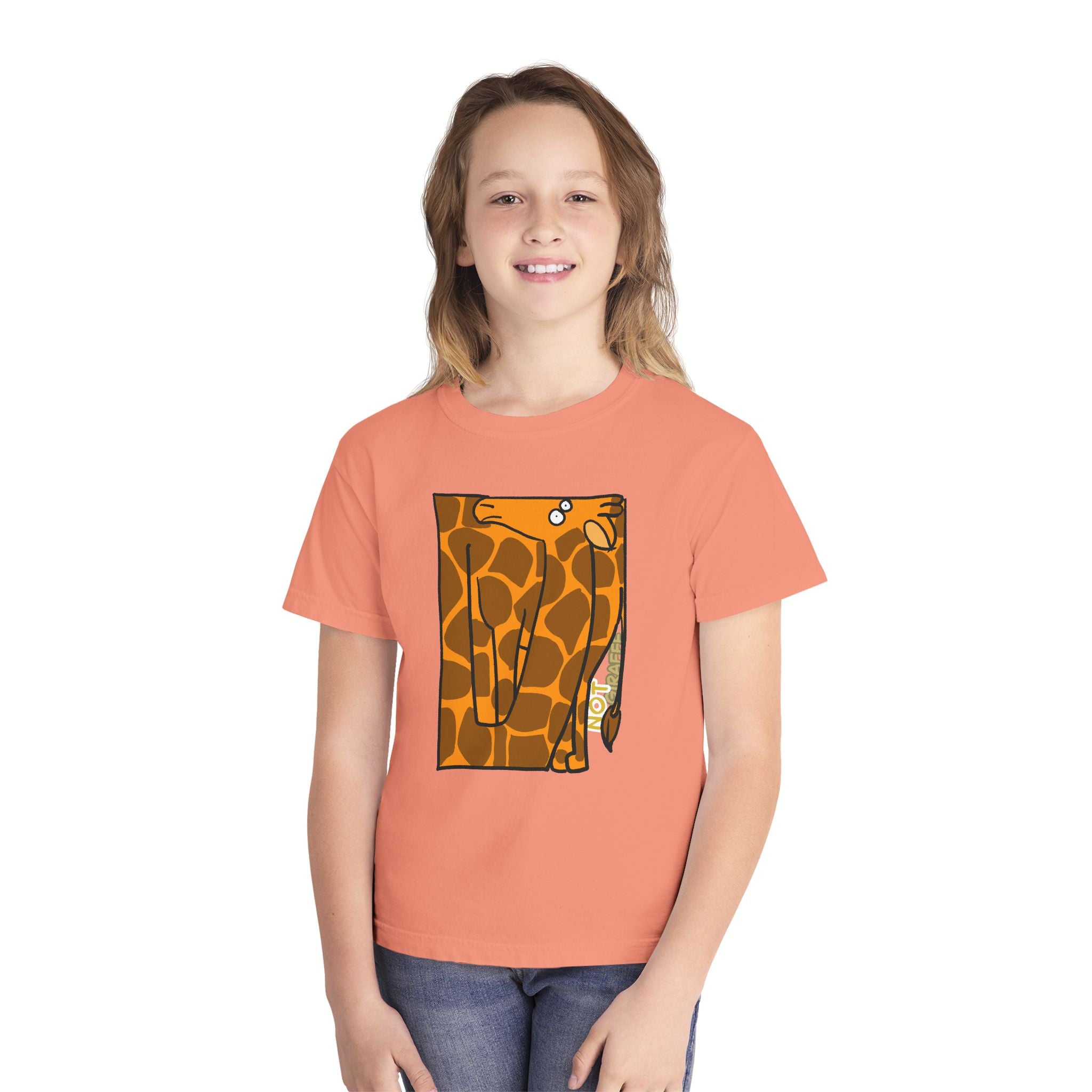 Giraffe Peek Kids Tee — Cute Peeking "Not Giraffe" Graphic Youth T-Shirt
