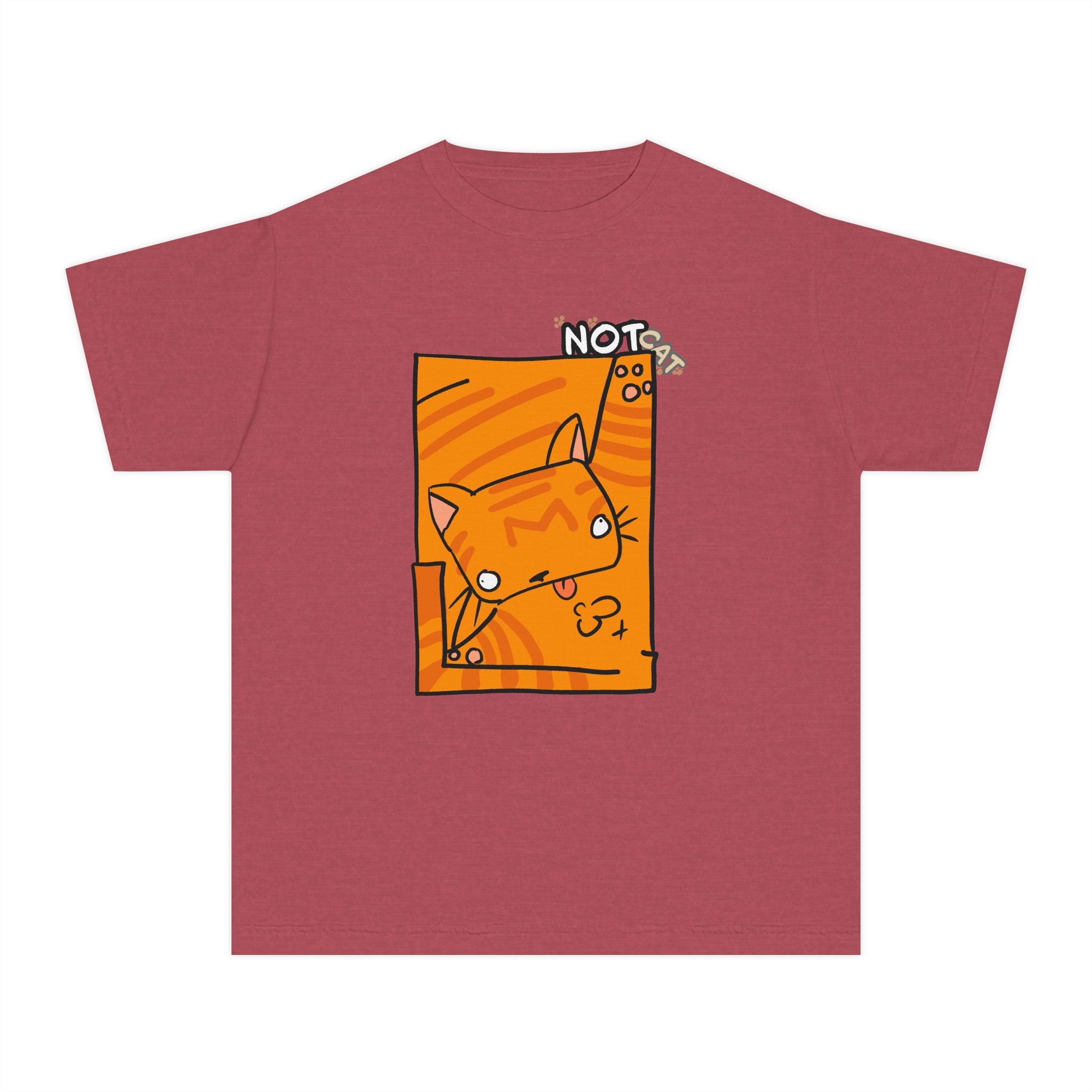 Orange Cat Youth Tee – Cute Cartoon Cat Graphic Shirt for Kids | Funny Not Cat Animal Cotton T-Shirt