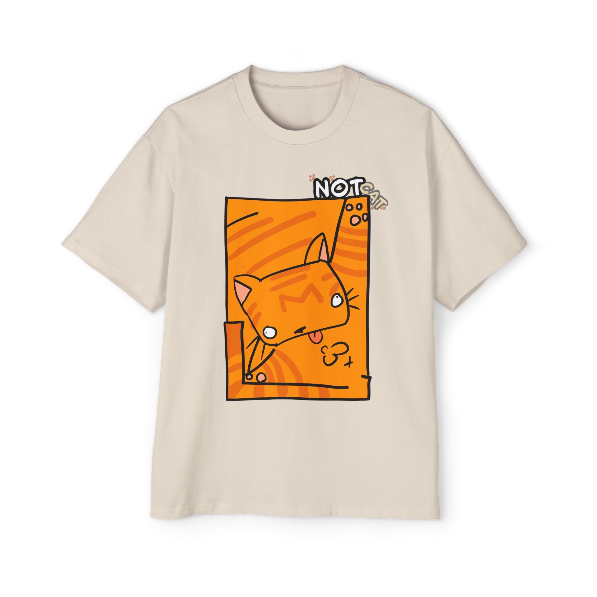 T-shirt graphique chat — « Pas chat » | T-shirt oversize chat orange dessin animé