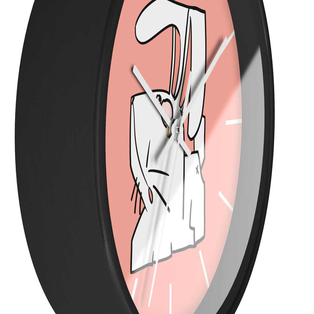 Cute Pink Bunny Wall Clock — Playful Ceramic Rabbit Design