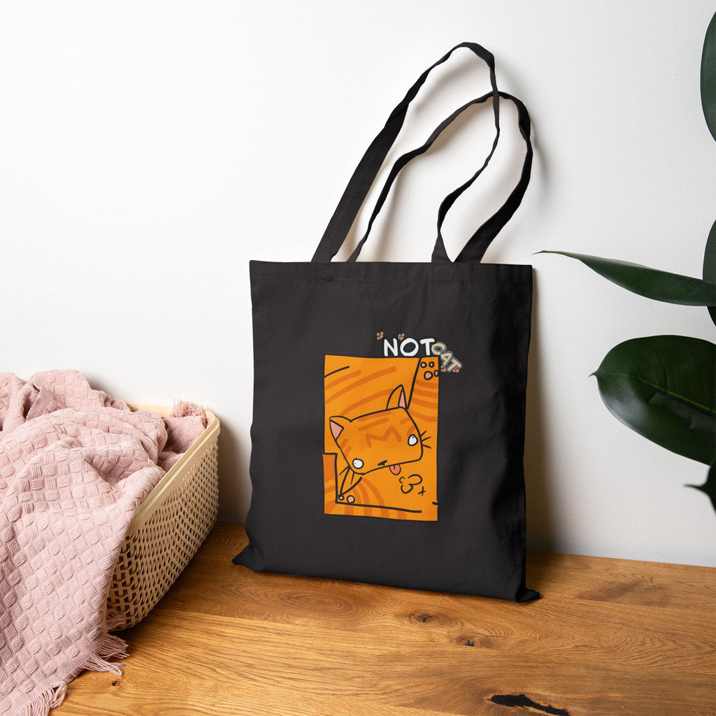 Cute Orange Cat 'Not Cat' Canvas Tote Bag — Cute Kitty Shopper Tote