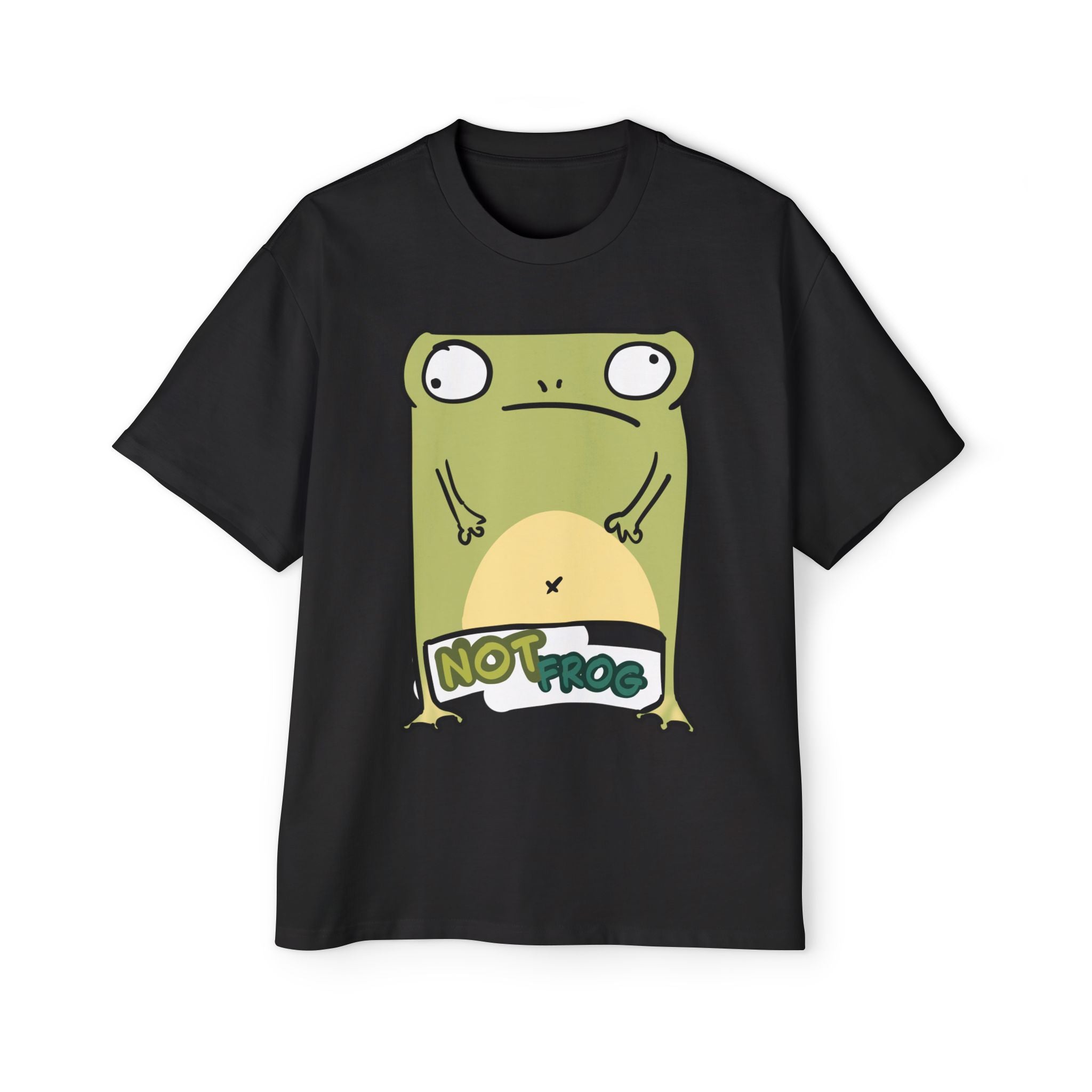 Funny 'Not Frog' Graphic Tee — Cute Cartoon Amphibian Oversized Shirt