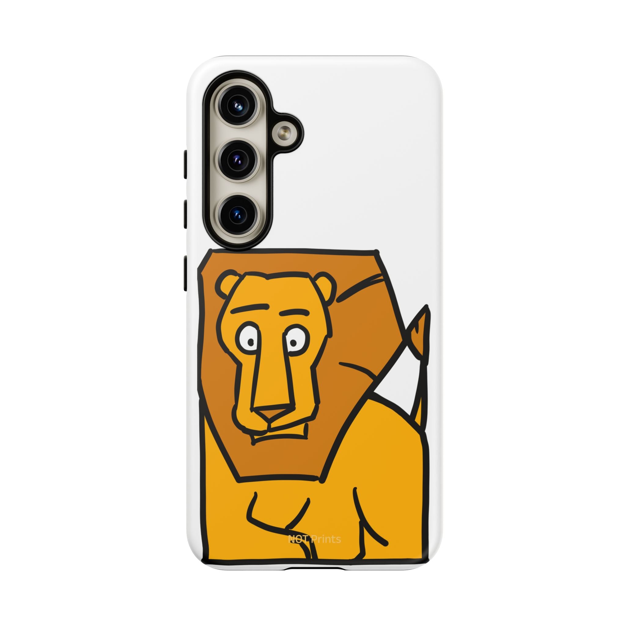 Lion Illustration Phone Case — Cute Bold Cartoon Lion Protective Cover