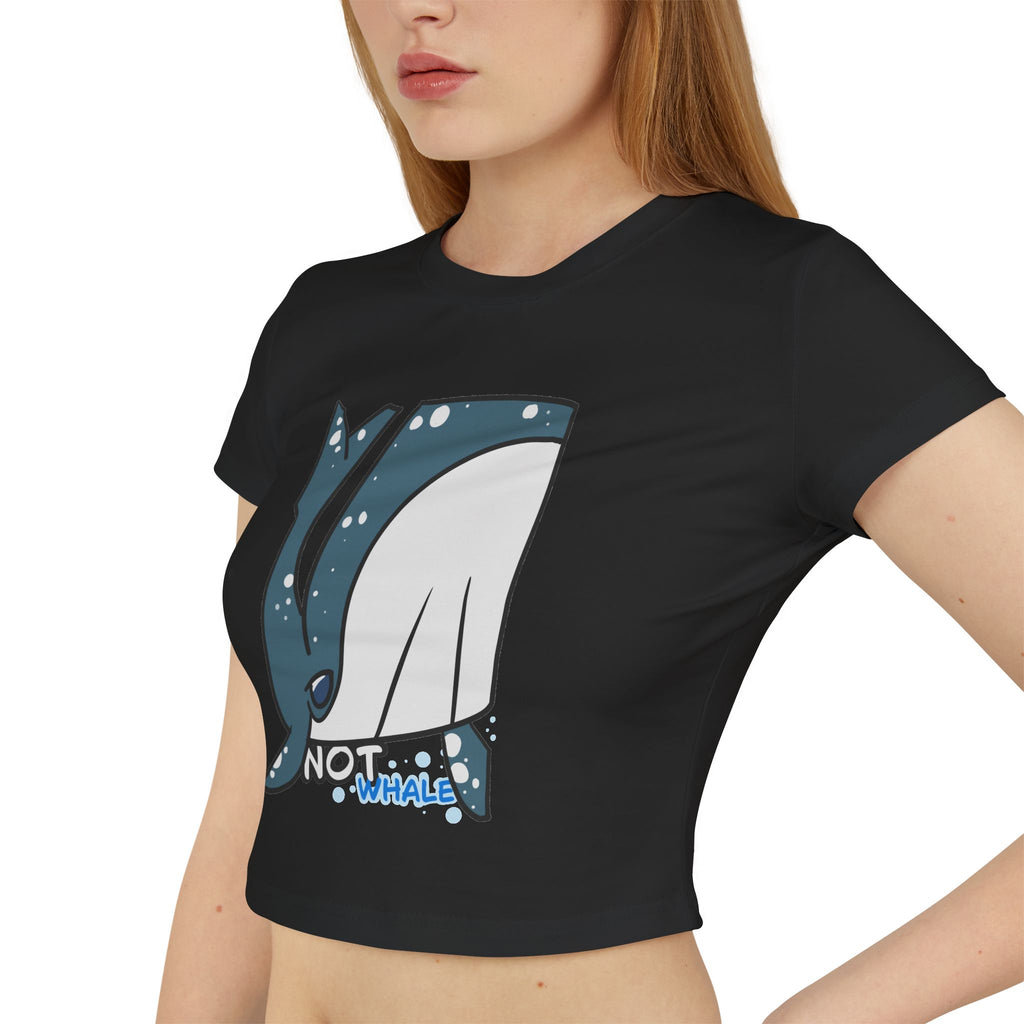 Whale Crop Tee — Cute Cartoon "Not Whale" Graphic Women's Baby Tee