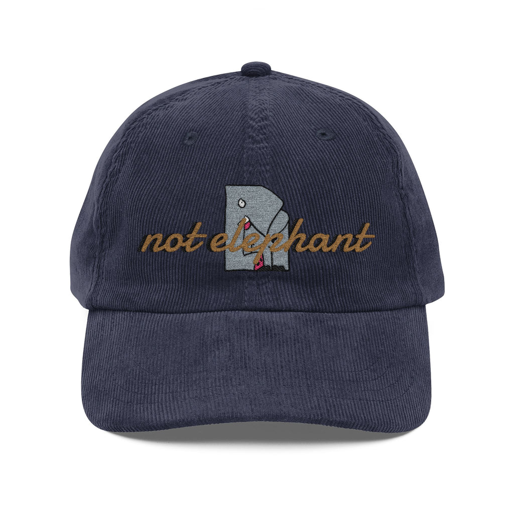 Vintage Corduroy Cap — Embroidered 'not elephant' Logo Hat