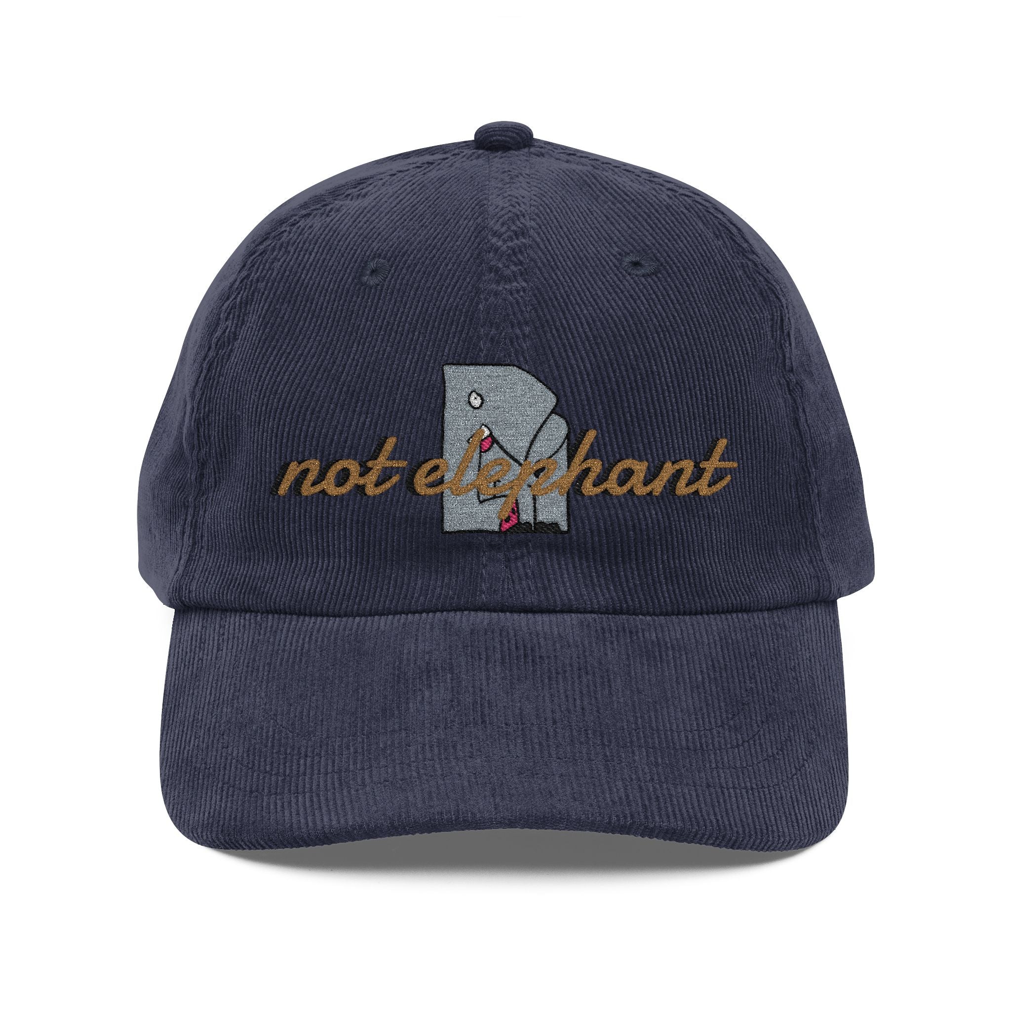 Vintage Corduroy Cap — Embroidered 'not elephant' Logo Hat