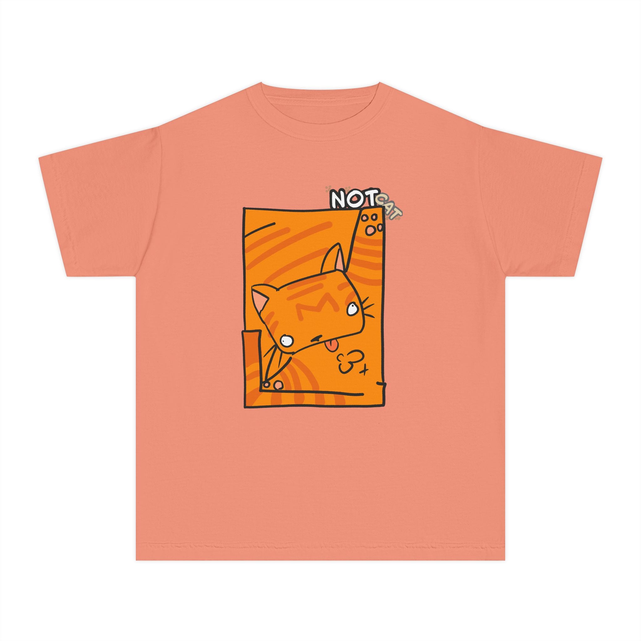 Orange Cat Youth Tee – Cute Cartoon Cat Graphic Shirt for Kids | Funny Not Cat Animal Cotton T-Shirt