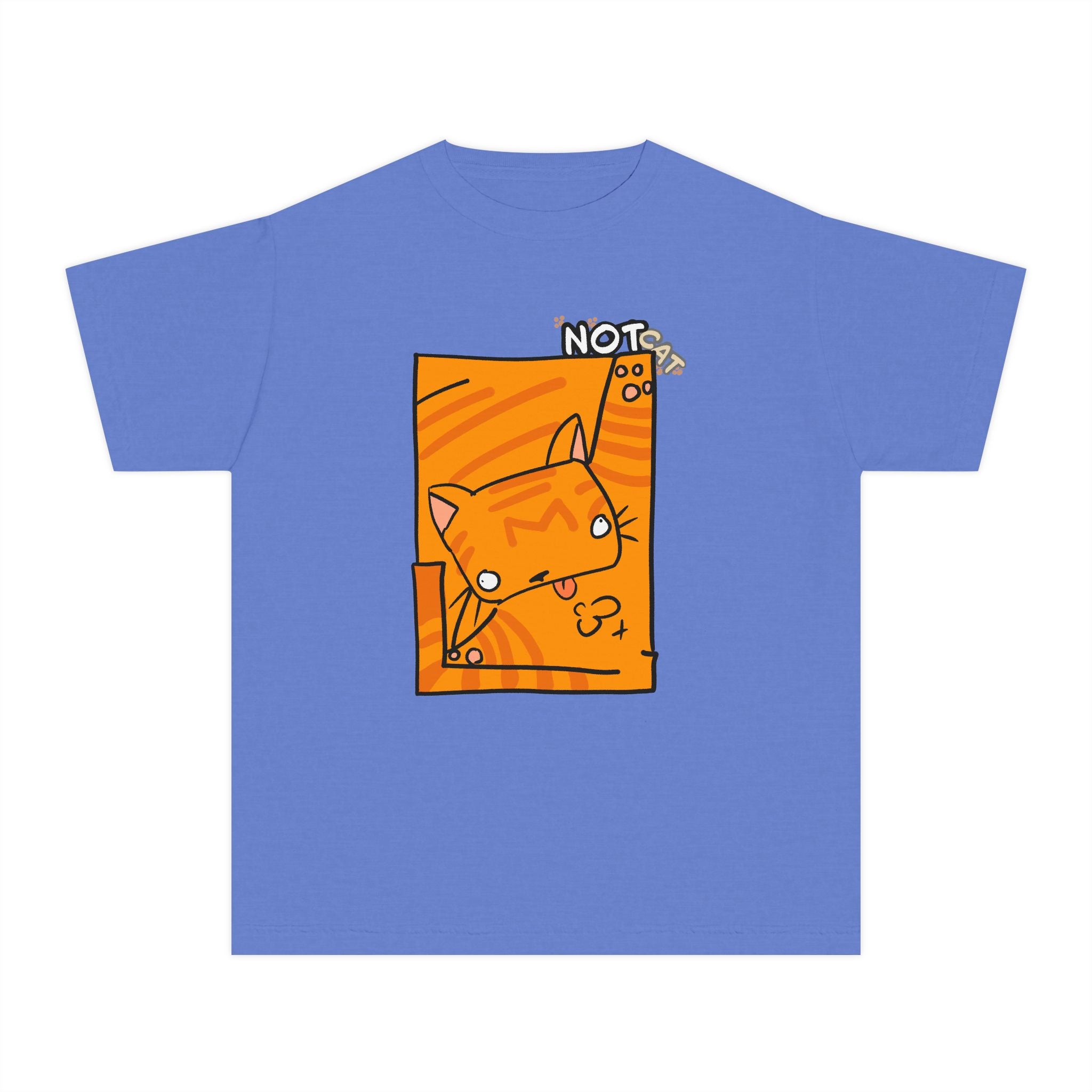 Orange Cat Youth Tee – Cute Cartoon Cat Graphic Shirt for Kids | Funny Not Cat Animal Cotton T-Shirt