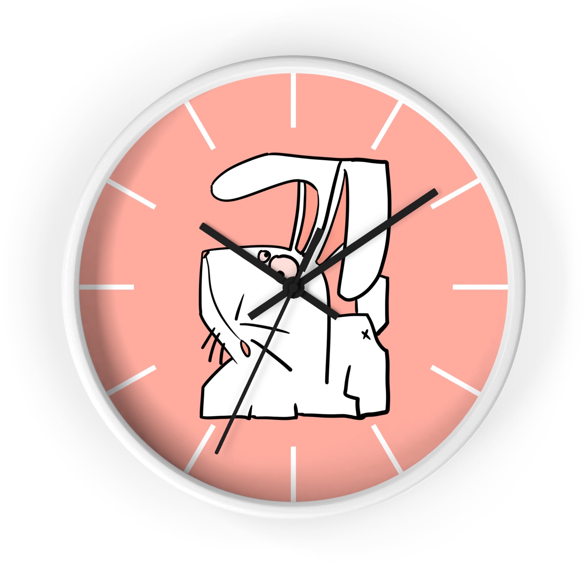 Cute Pink Bunny Wall Clock — Playful Ceramic Rabbit Design